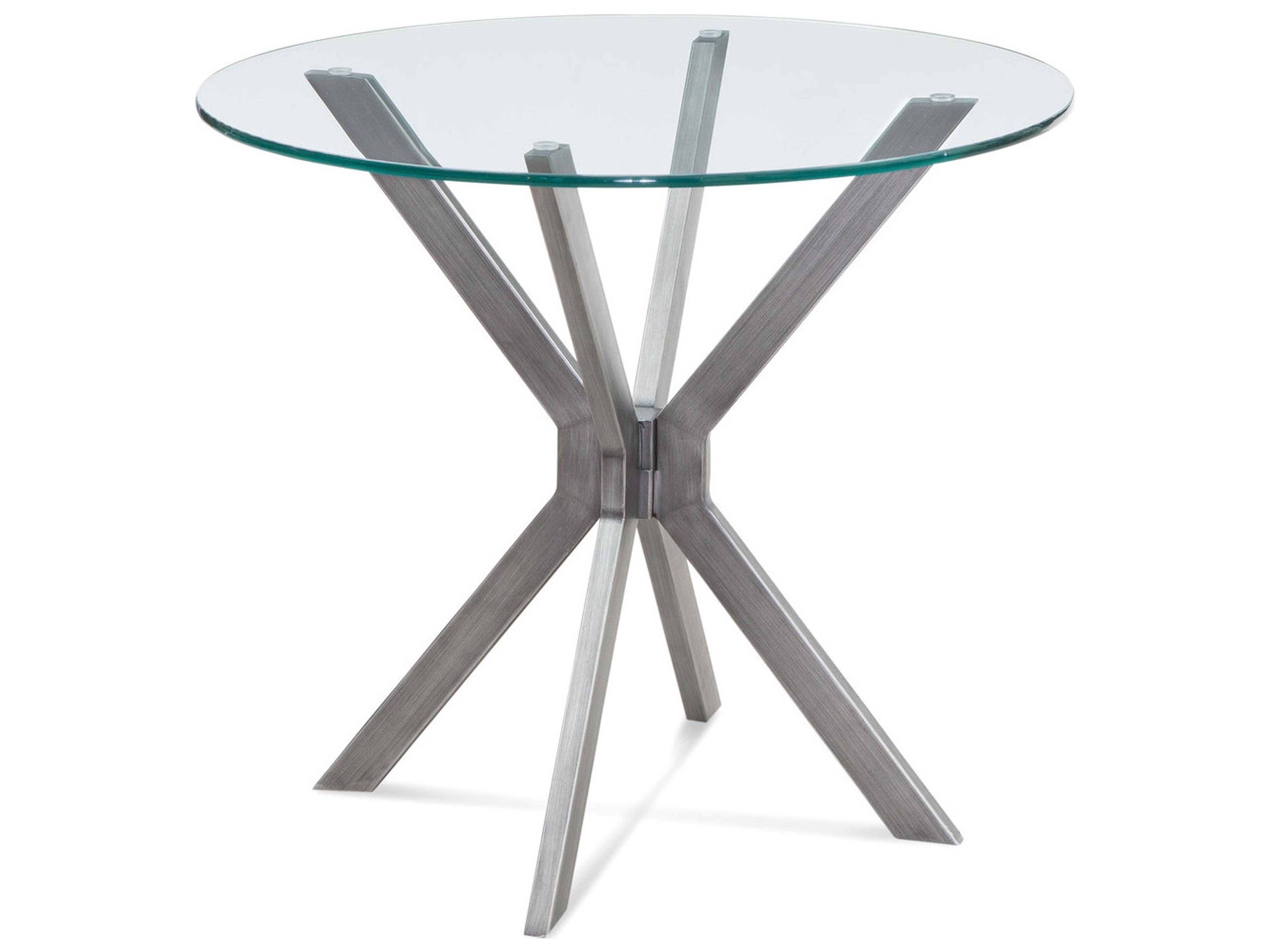Deen Round Gunmetal Clear Glass End Table