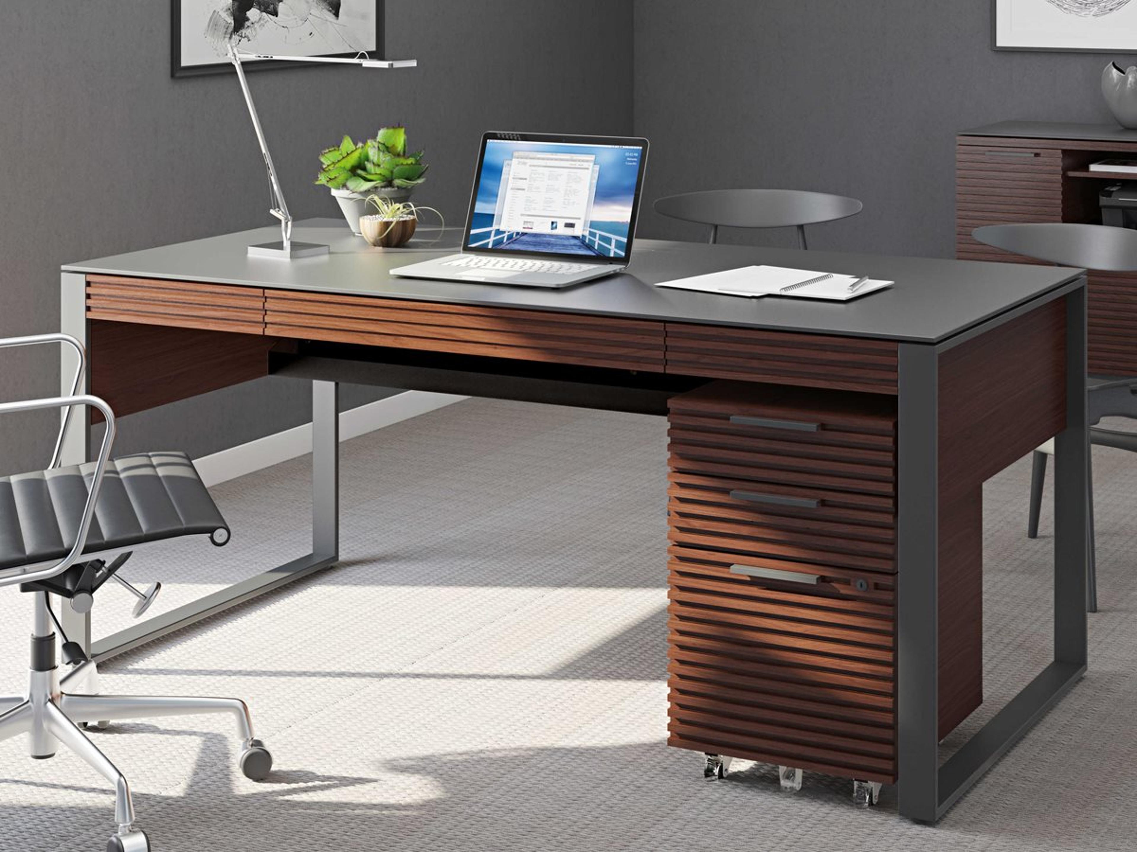 BDI Corridor Chocolate Stained Walnut Brown Hardwood Executive Desk