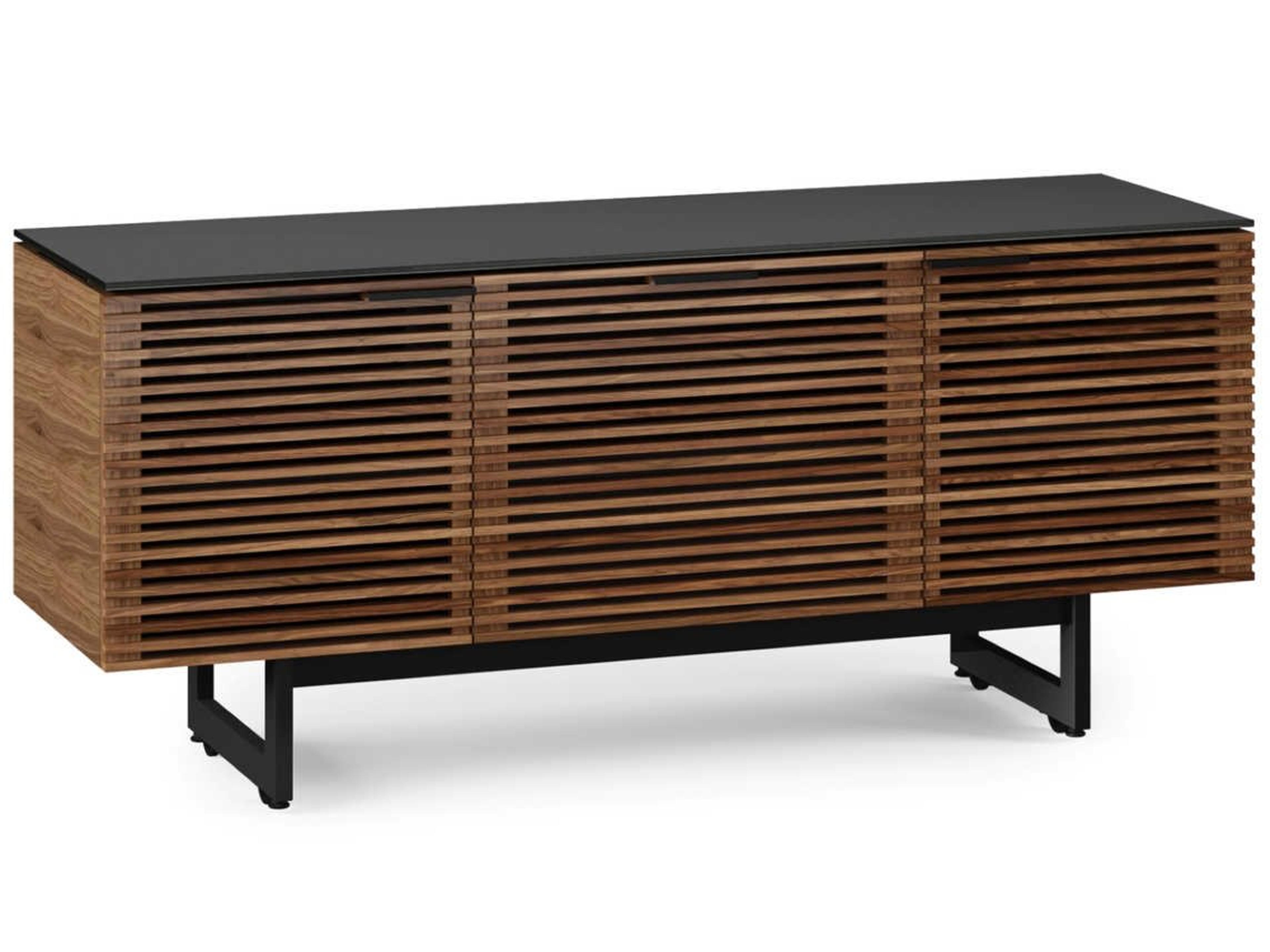 Corridor Natural Walnut Louvered Door Media Console
