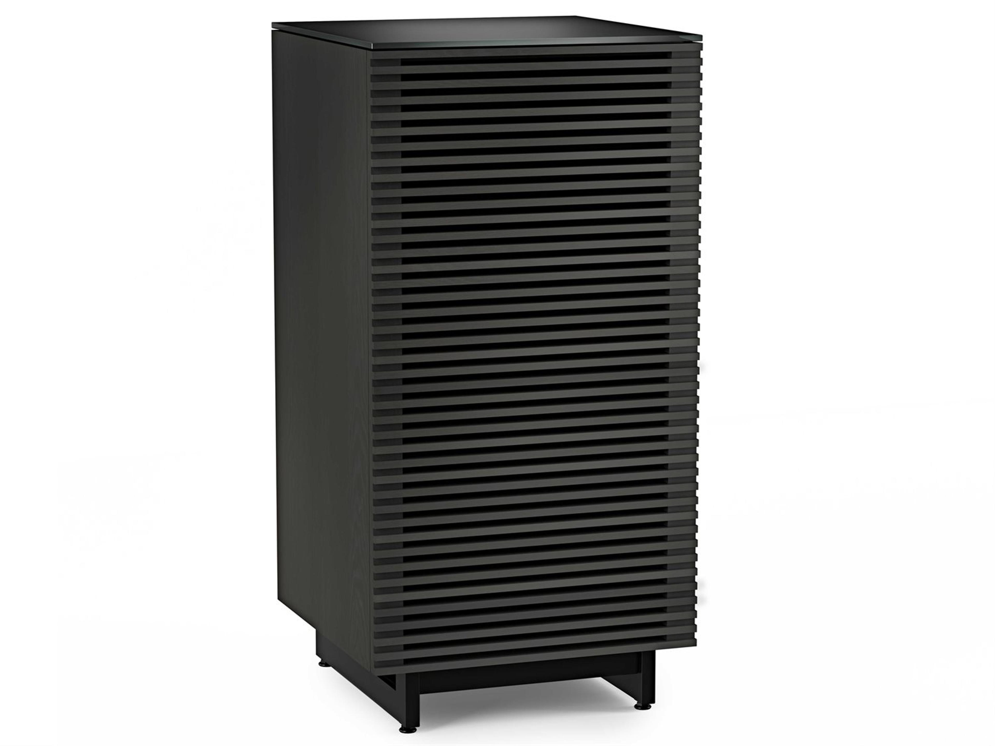 Corridor Audio Tower Charcoal Stained Ash Louvered Door