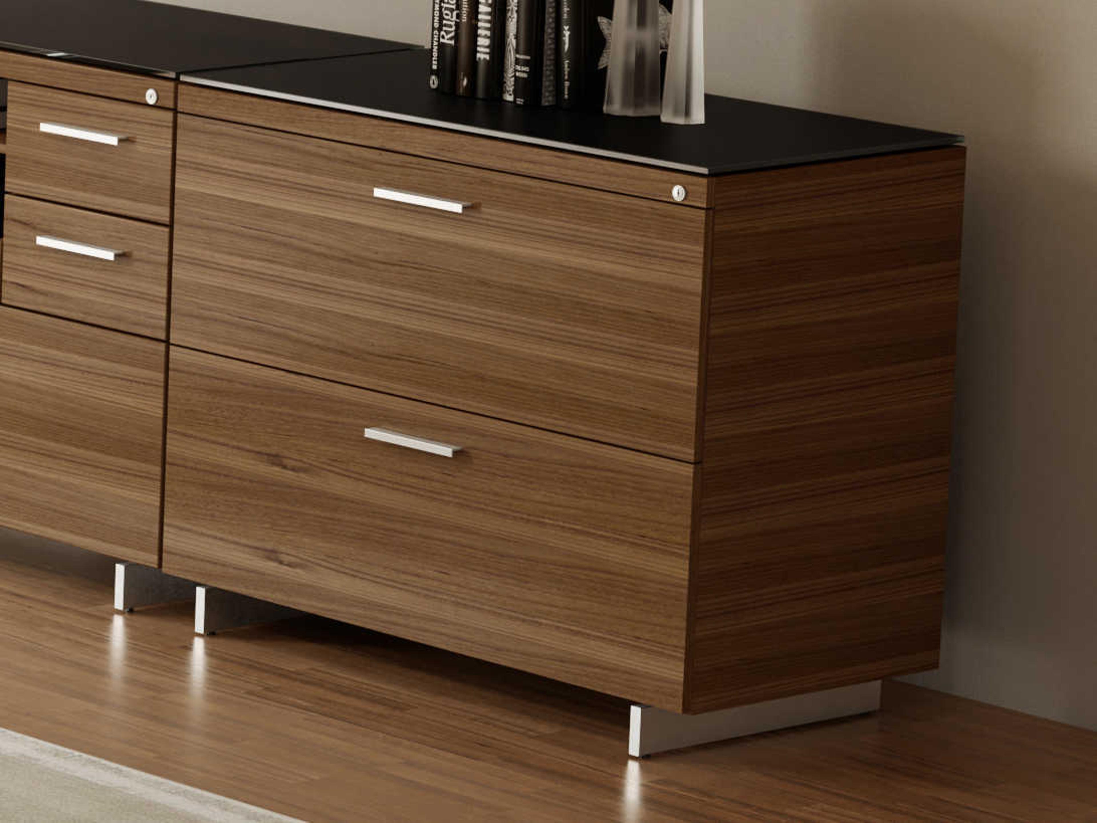 BDI Sequel Black Natural Walnut Satin Nickel File Cabinet