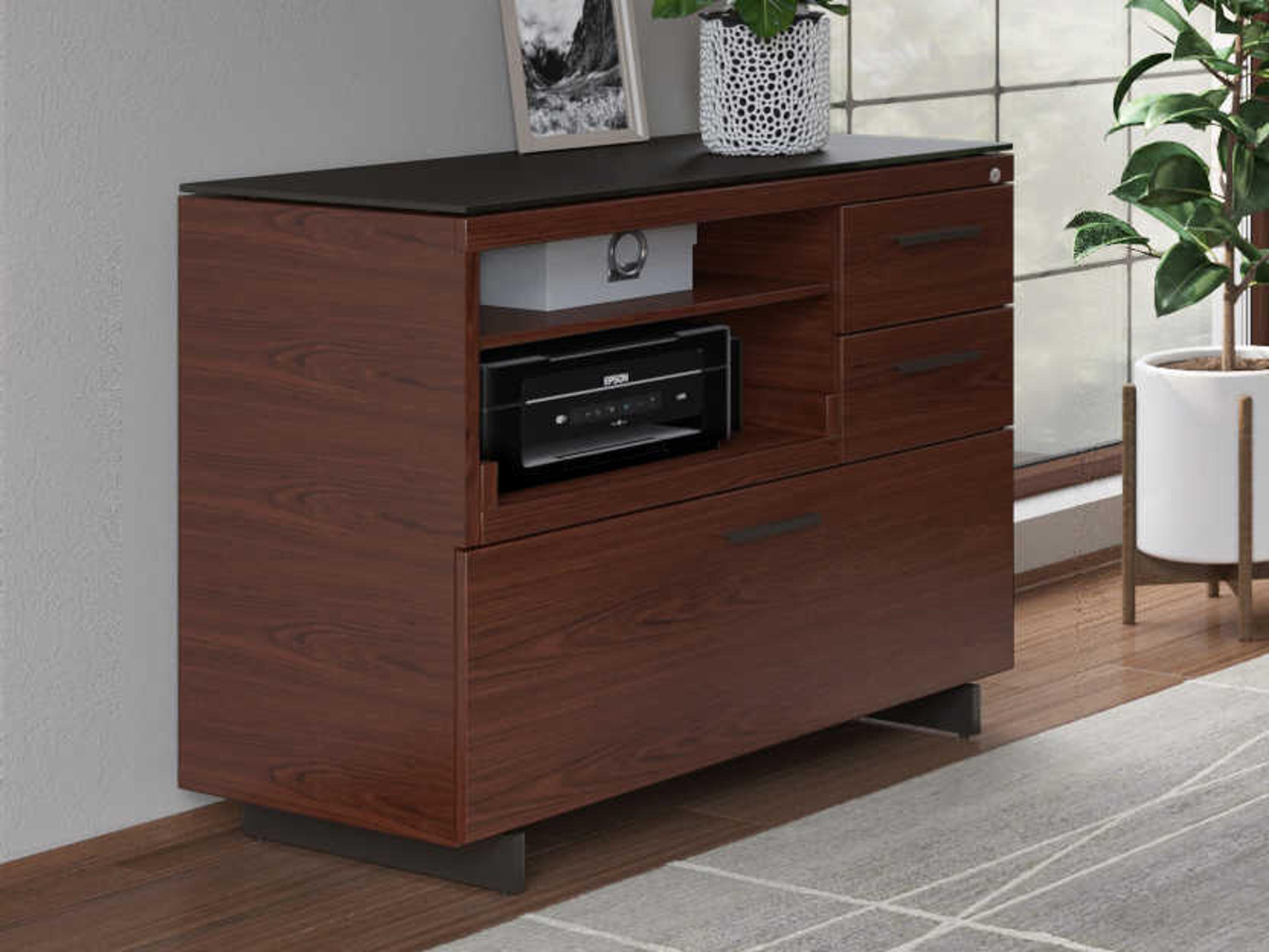 BDI Sequel Chocolate Stained Walnut Black Hardwood Printer Cabinet