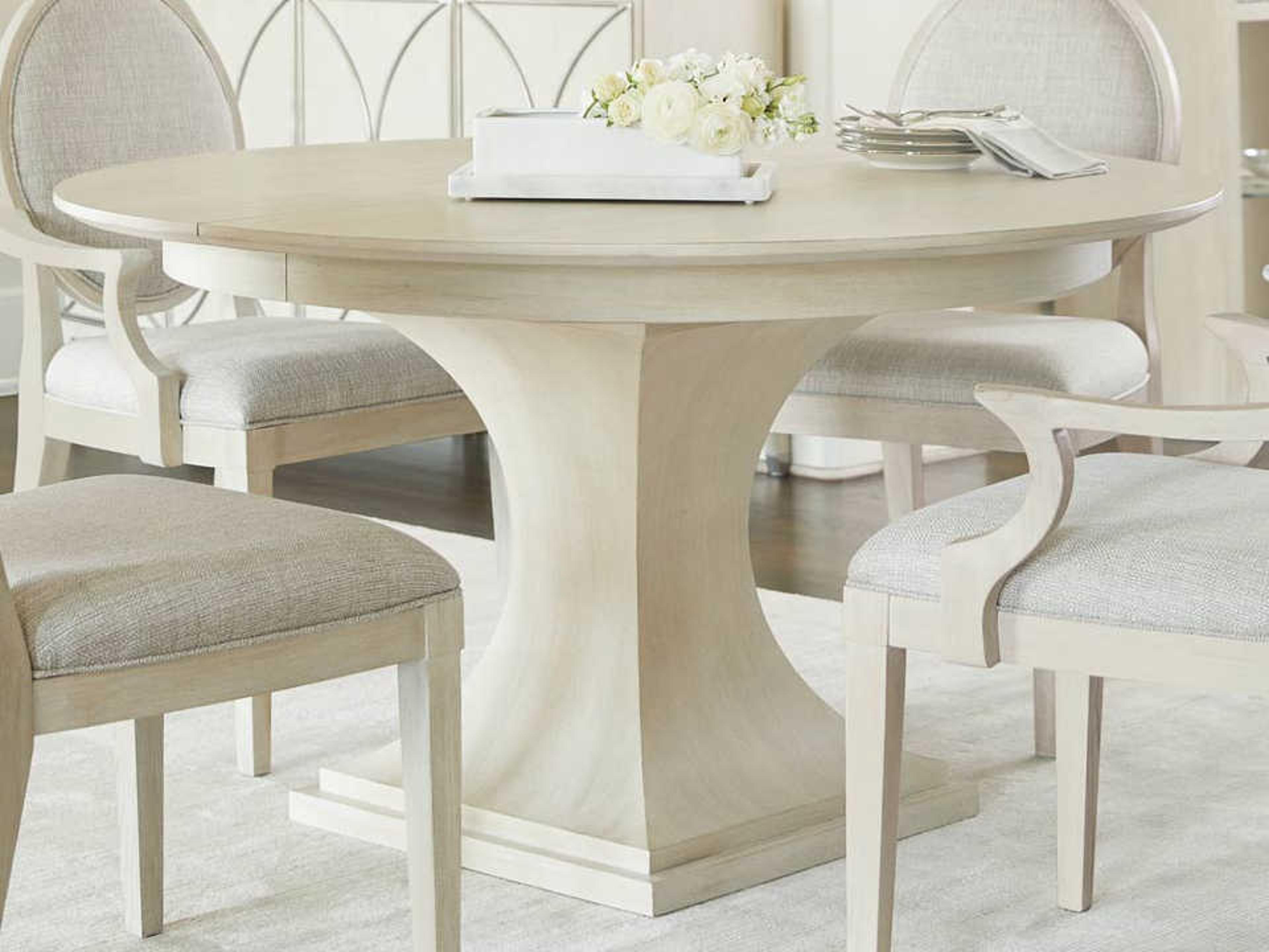 Bernhardt East Hampton Round Wood Cerused Linen Dining Table