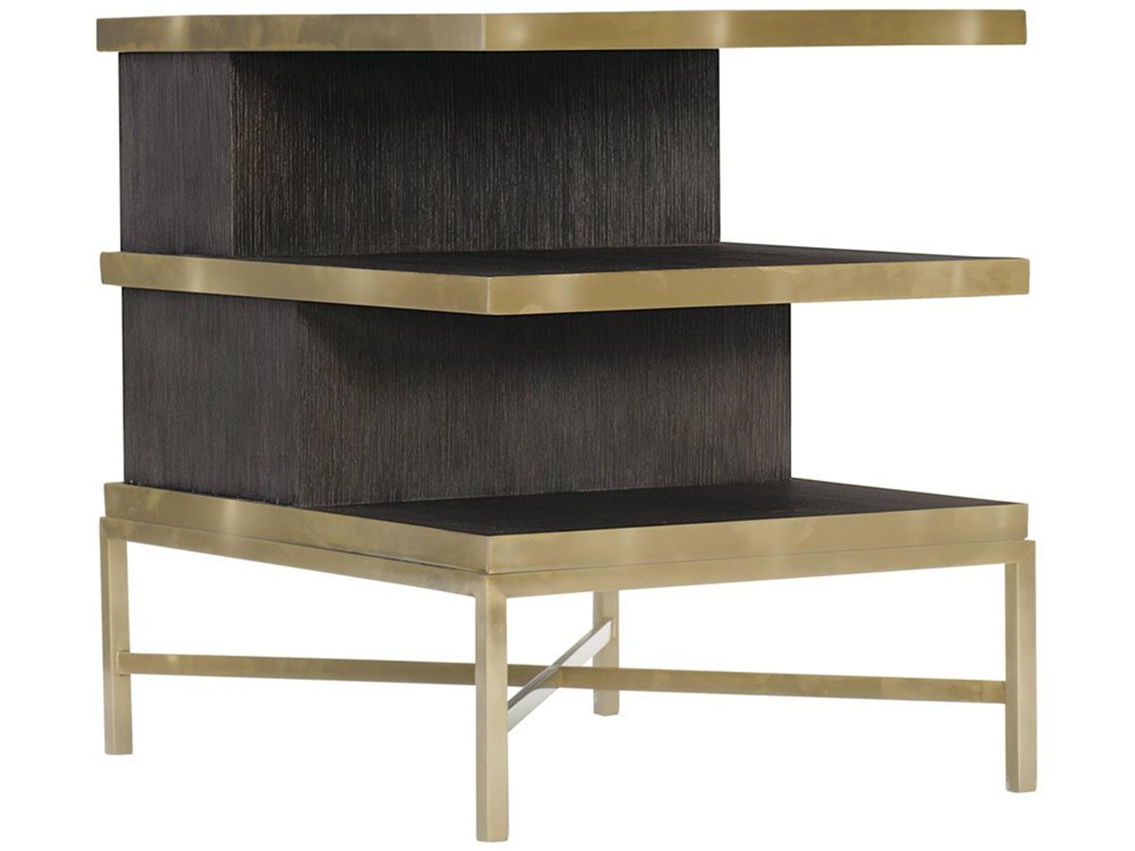 Beaumont Rectangular Wood Charcoal Brass End Table