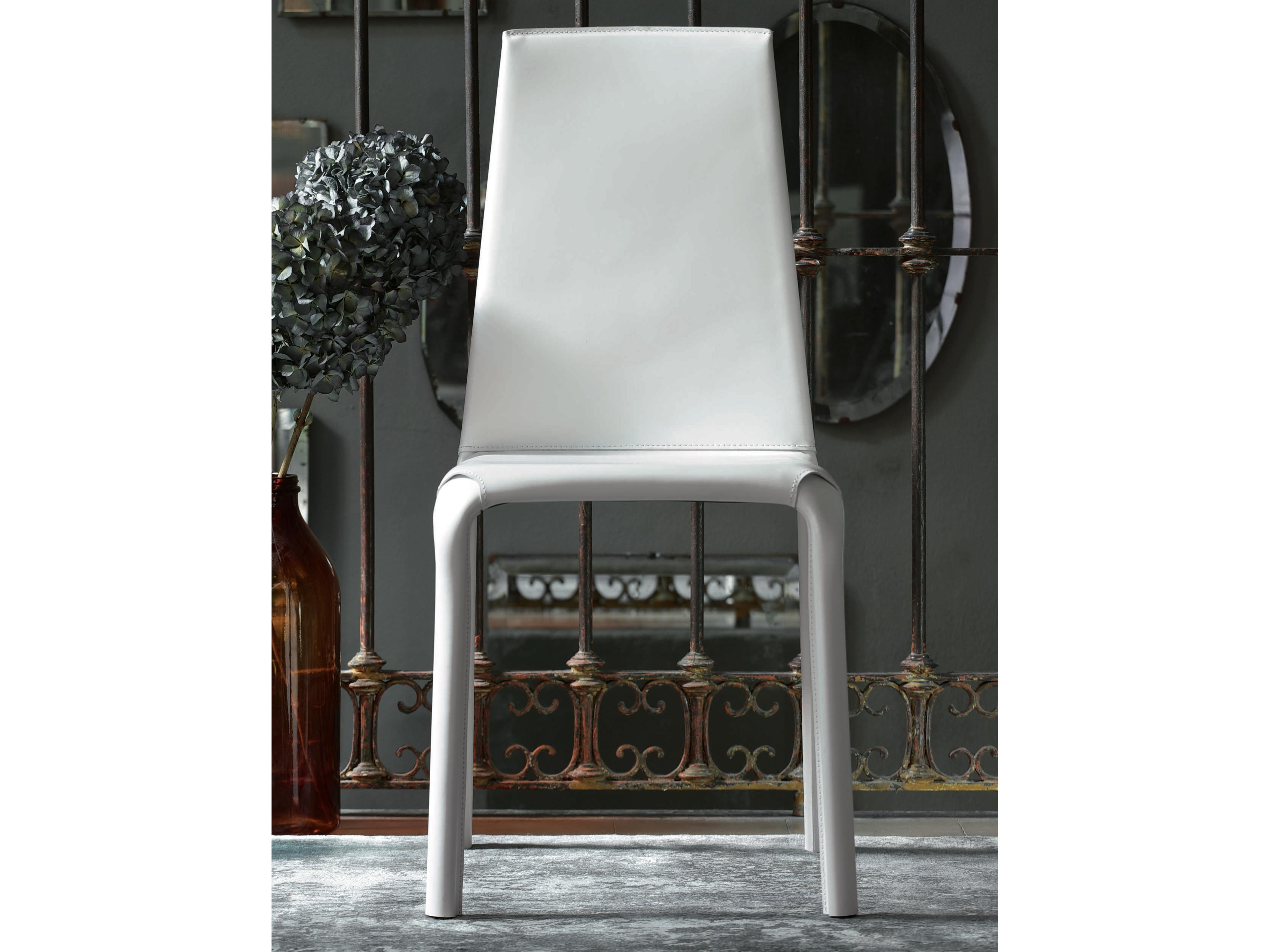 Alice Upholstered Dining Side Chair in White Leather