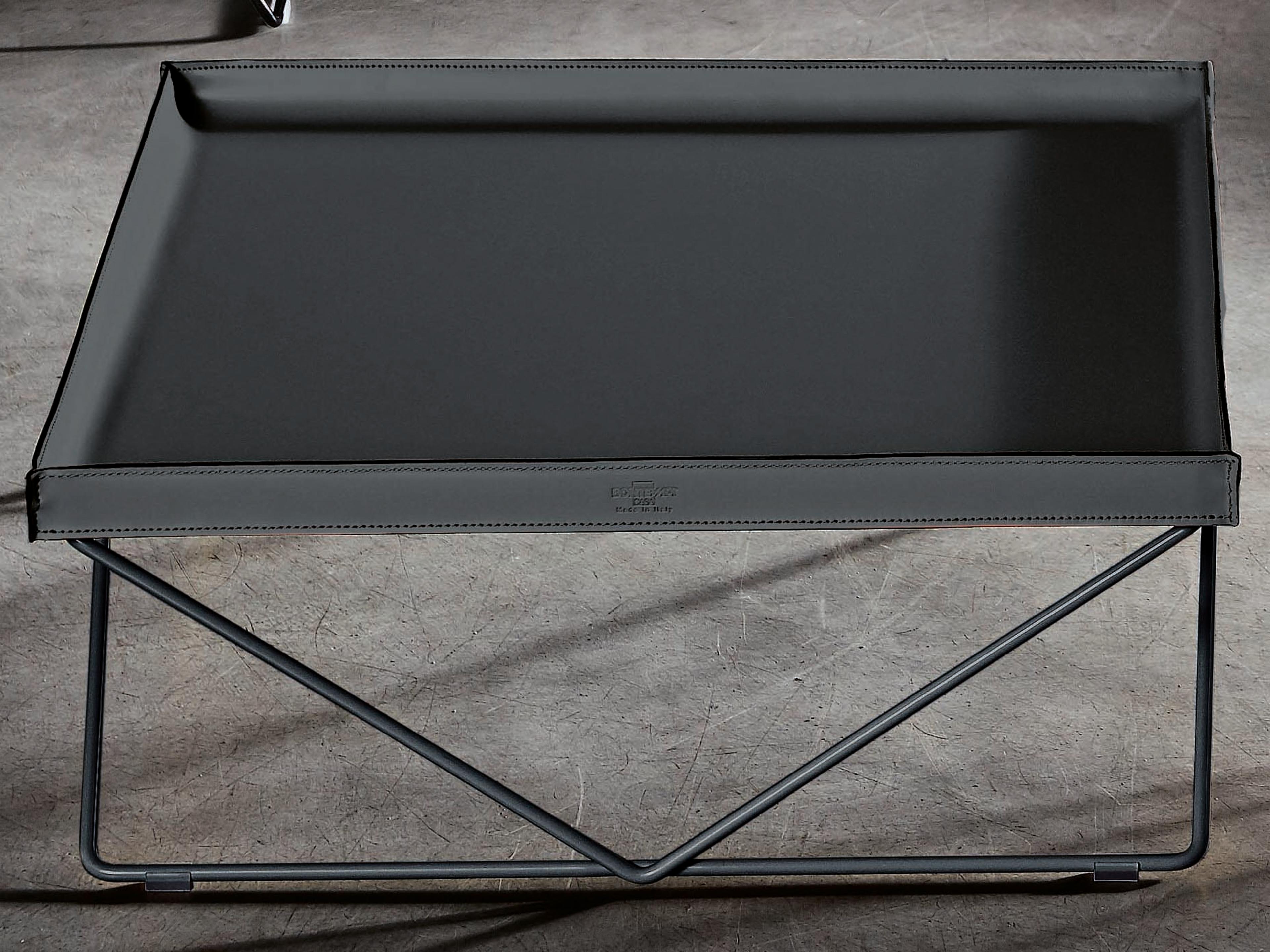 Flexus Square Leather Natural Silver Anthracite Coffee Table