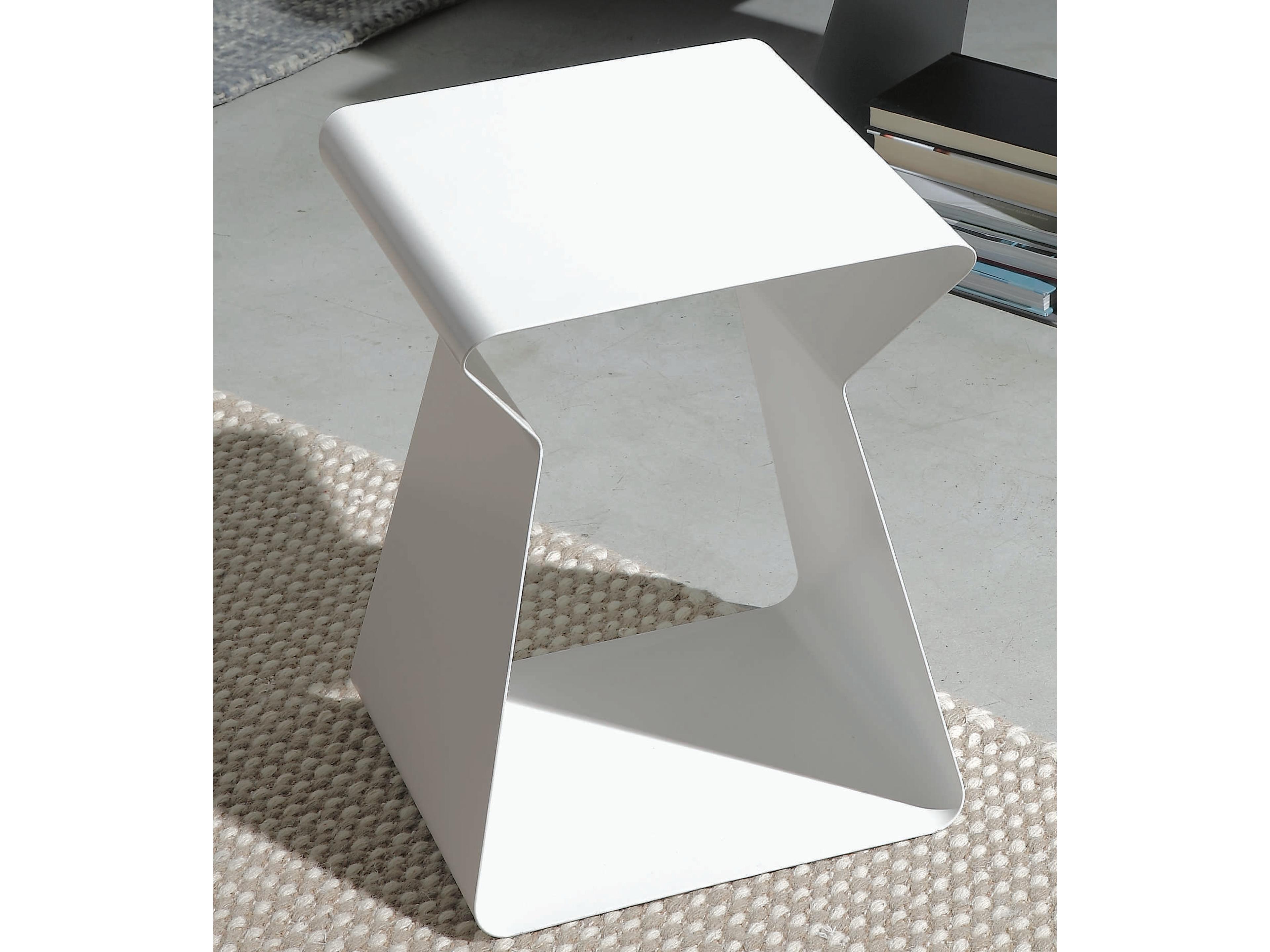 Kito Rectangular Metal White End Table