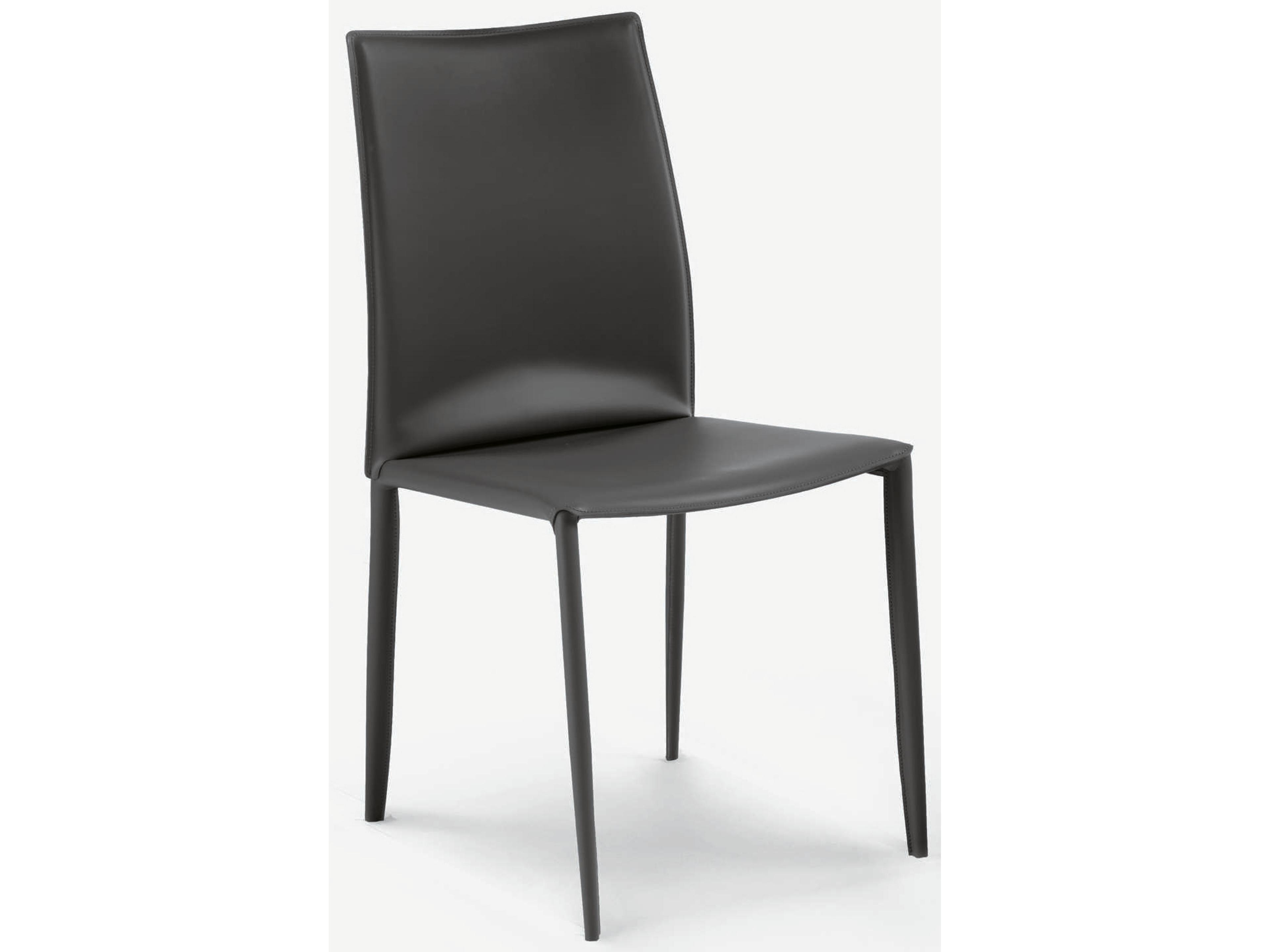 Linda Upholstered Dining Side Chair in Anthracite Hide Leather