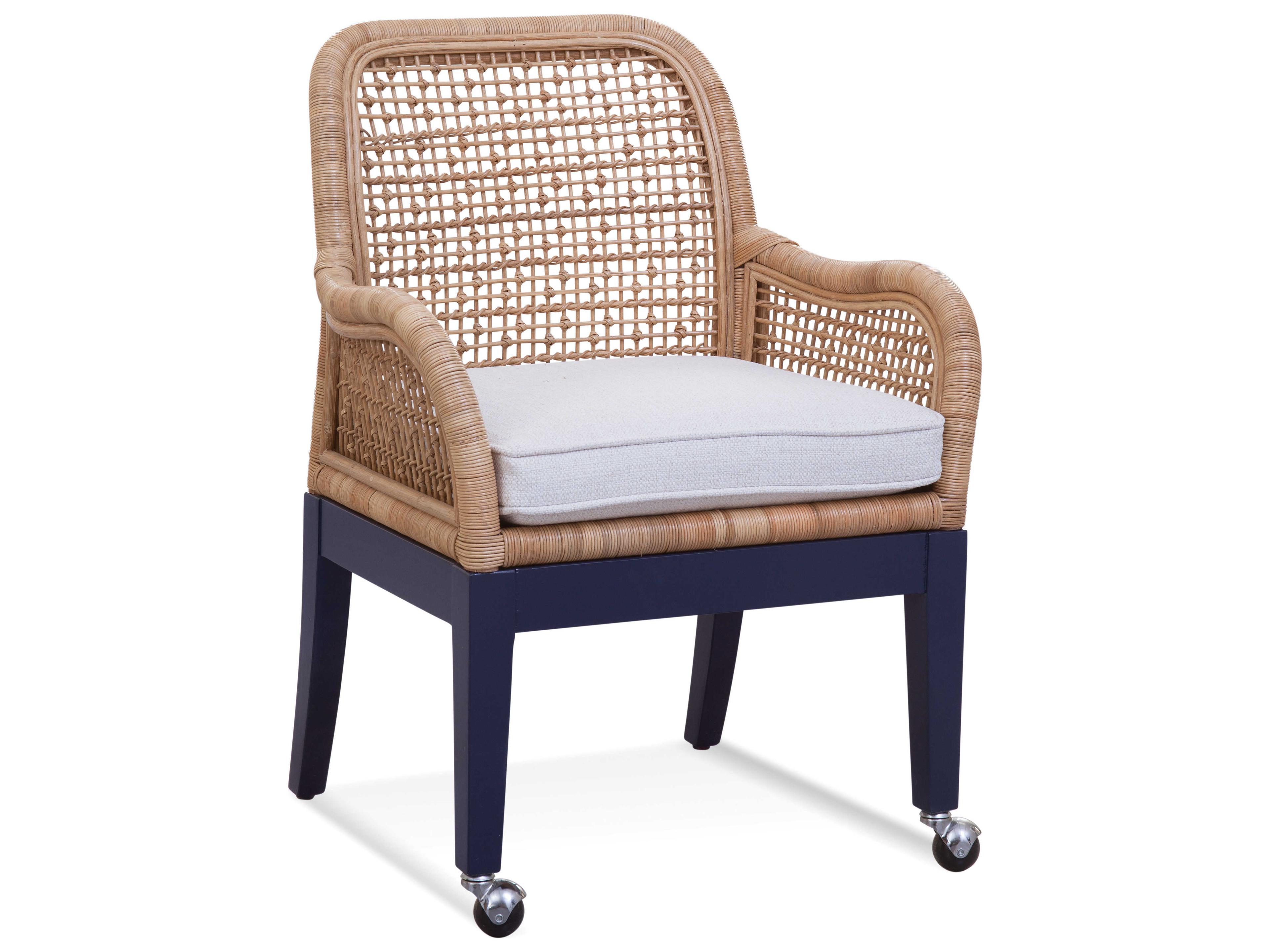 Boone Rattan Brown Upholstered Arm Dining Chair