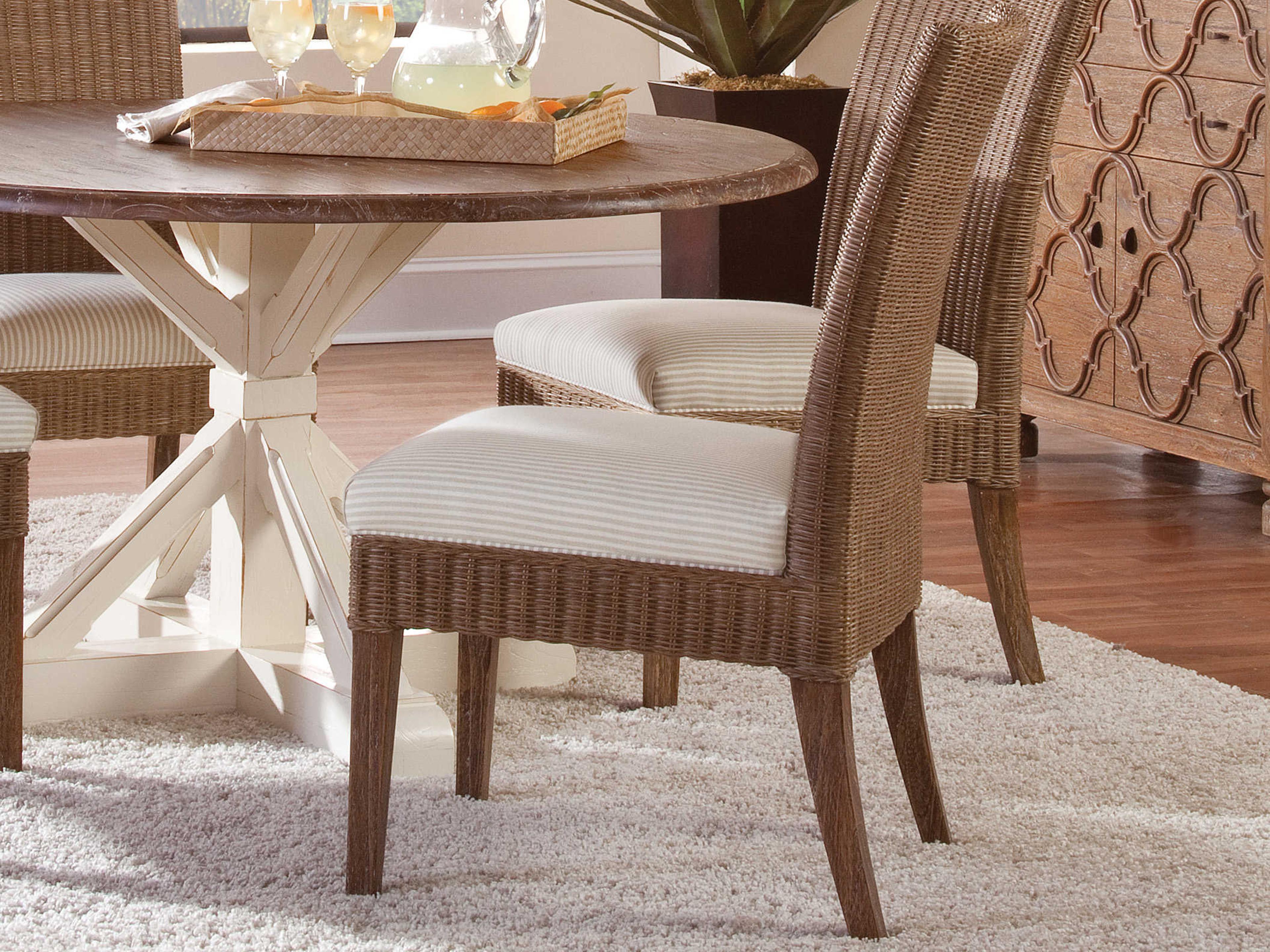 Braxton Culler Farmhouse Cedar Wood Brown Upholstered Side Dining Chair