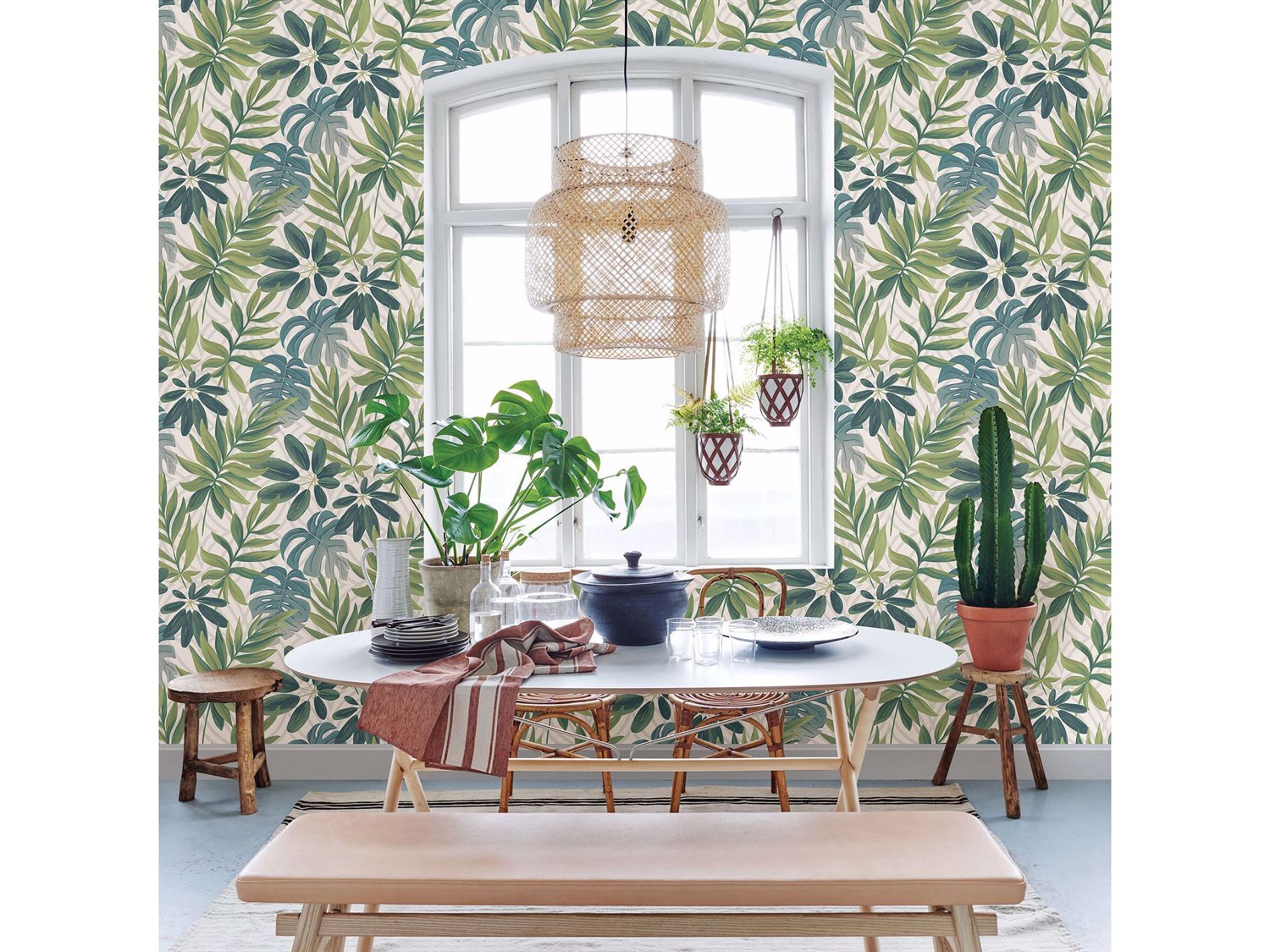 Brewster Home Fashions Fresh Start Kitchen & Bath Nocturnum Green Leaves Wallpaper