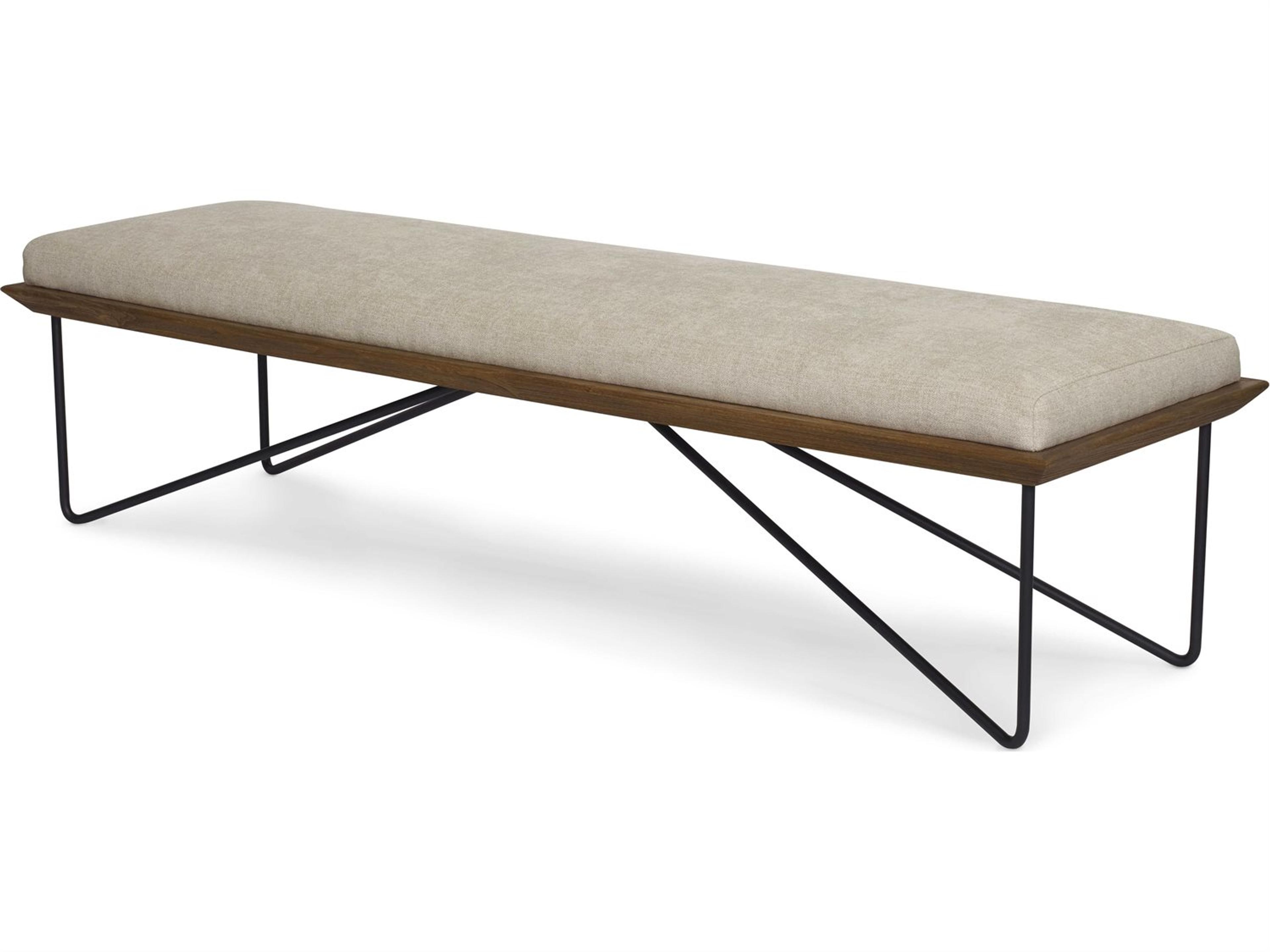 Maxwell Praline Beach Black Beige Upholstered Accent Bench