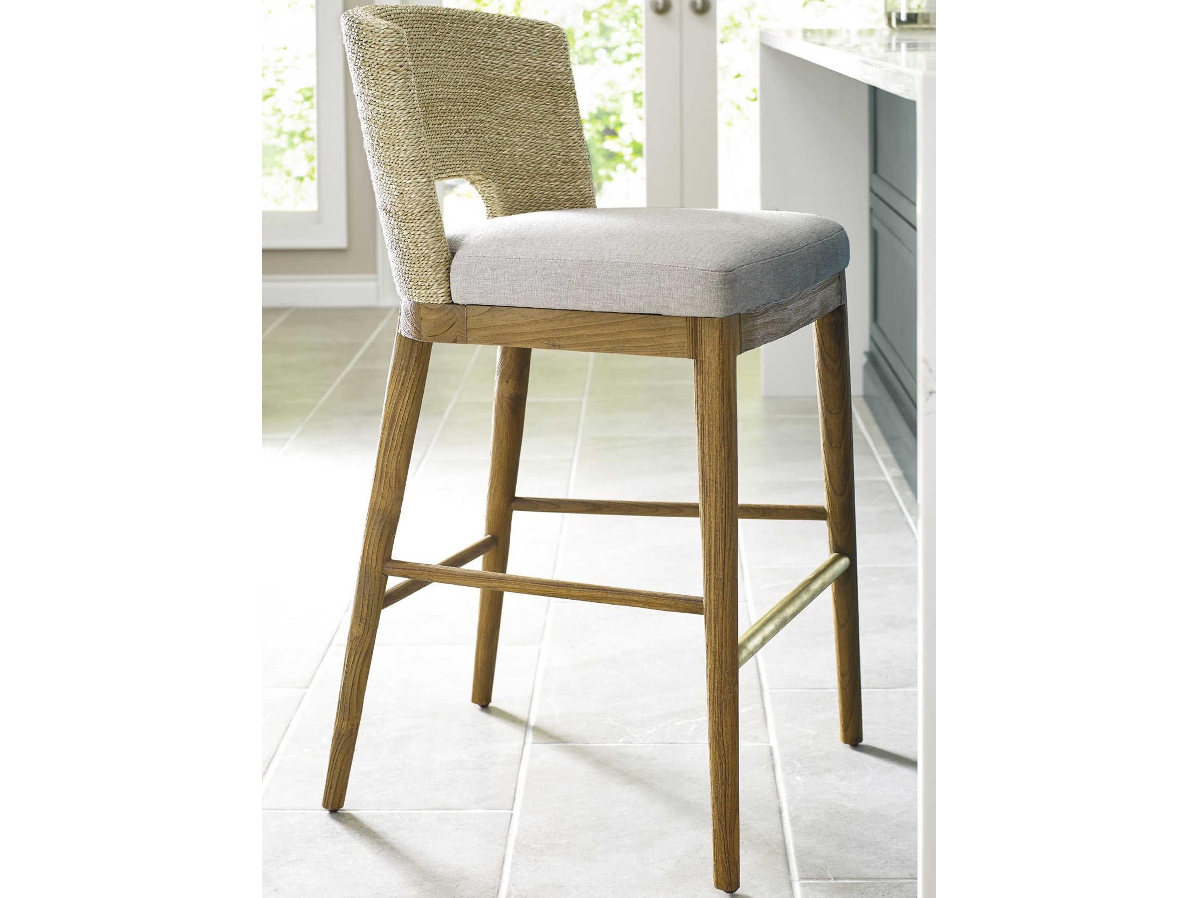 Brownstone Amalfi Upholstered Teak Wood Beach Praline Counter Stool