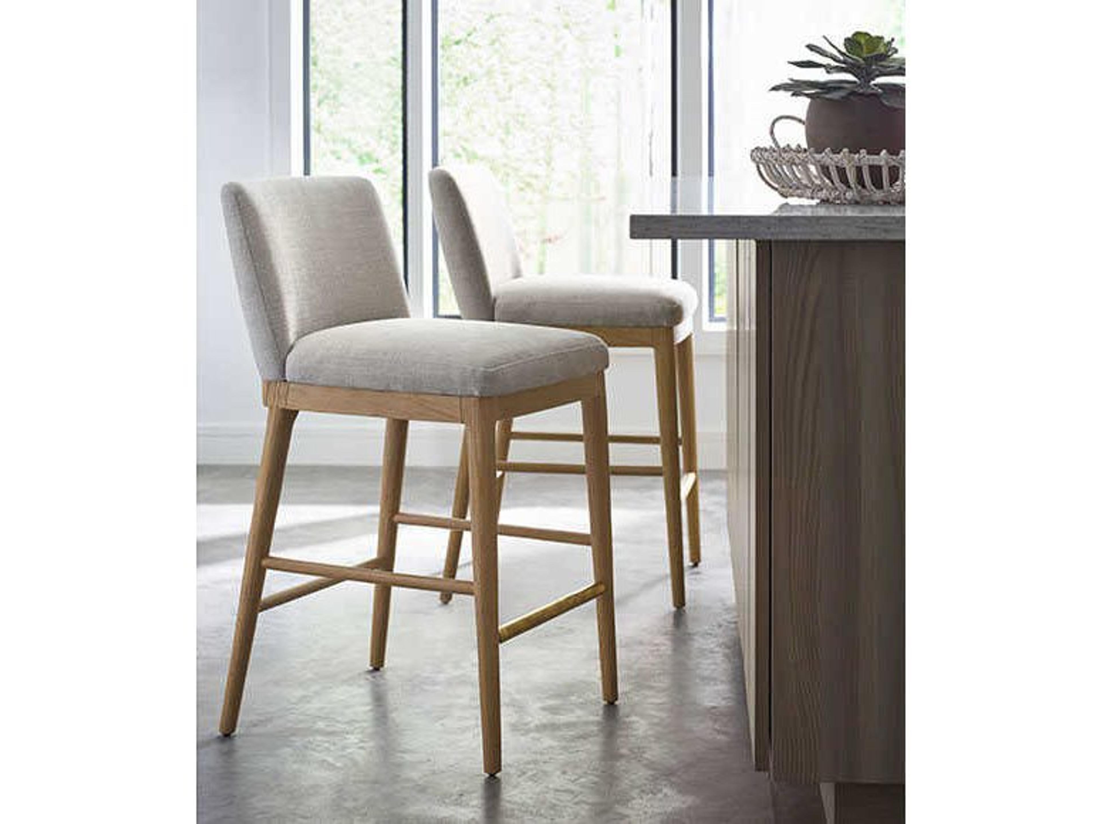Brownstone Menlo Upholstered Teak Wood Beach Counter Stool