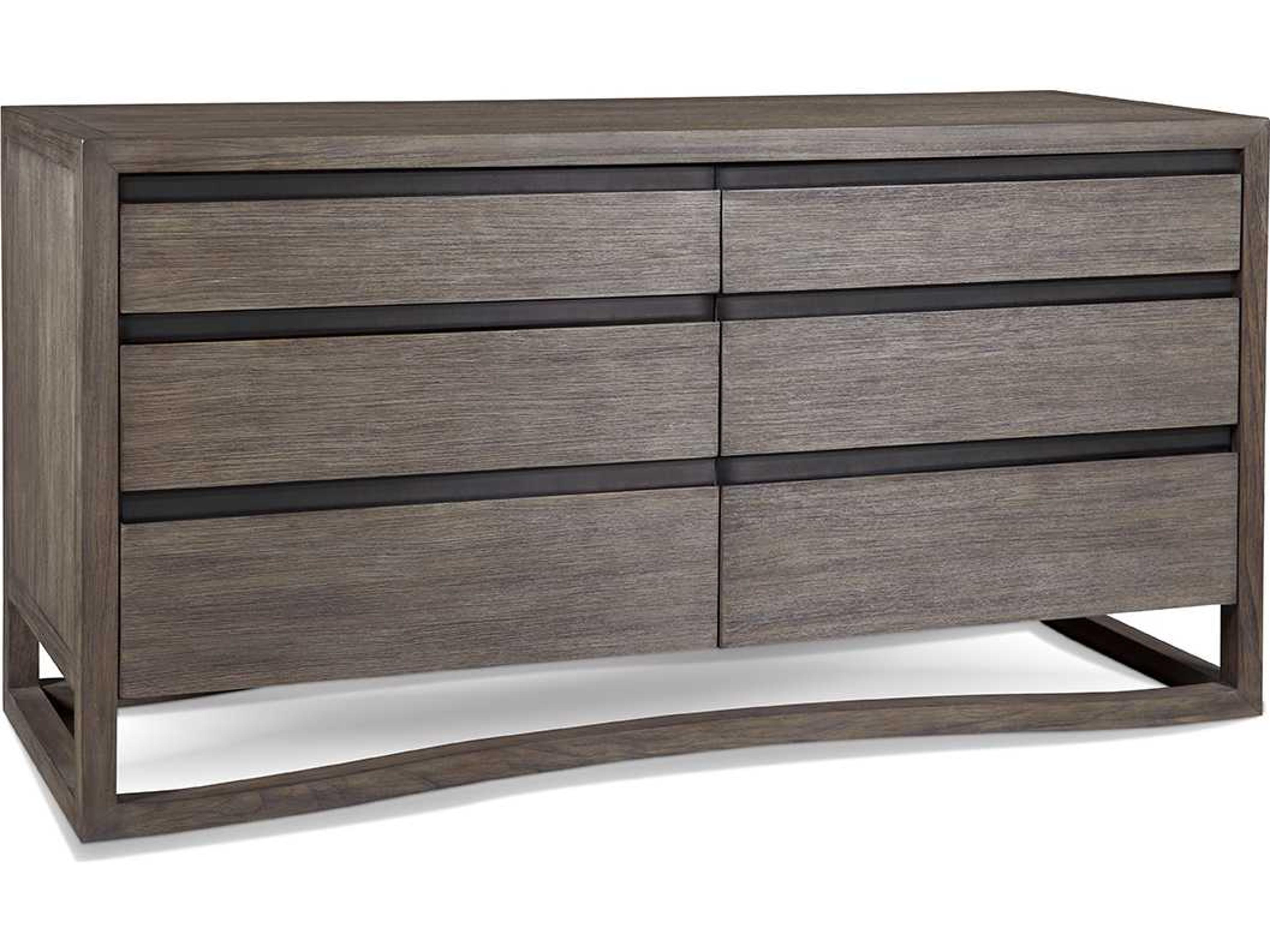 Dalton 6-Drawers Brown Teak Wood Double Dresser