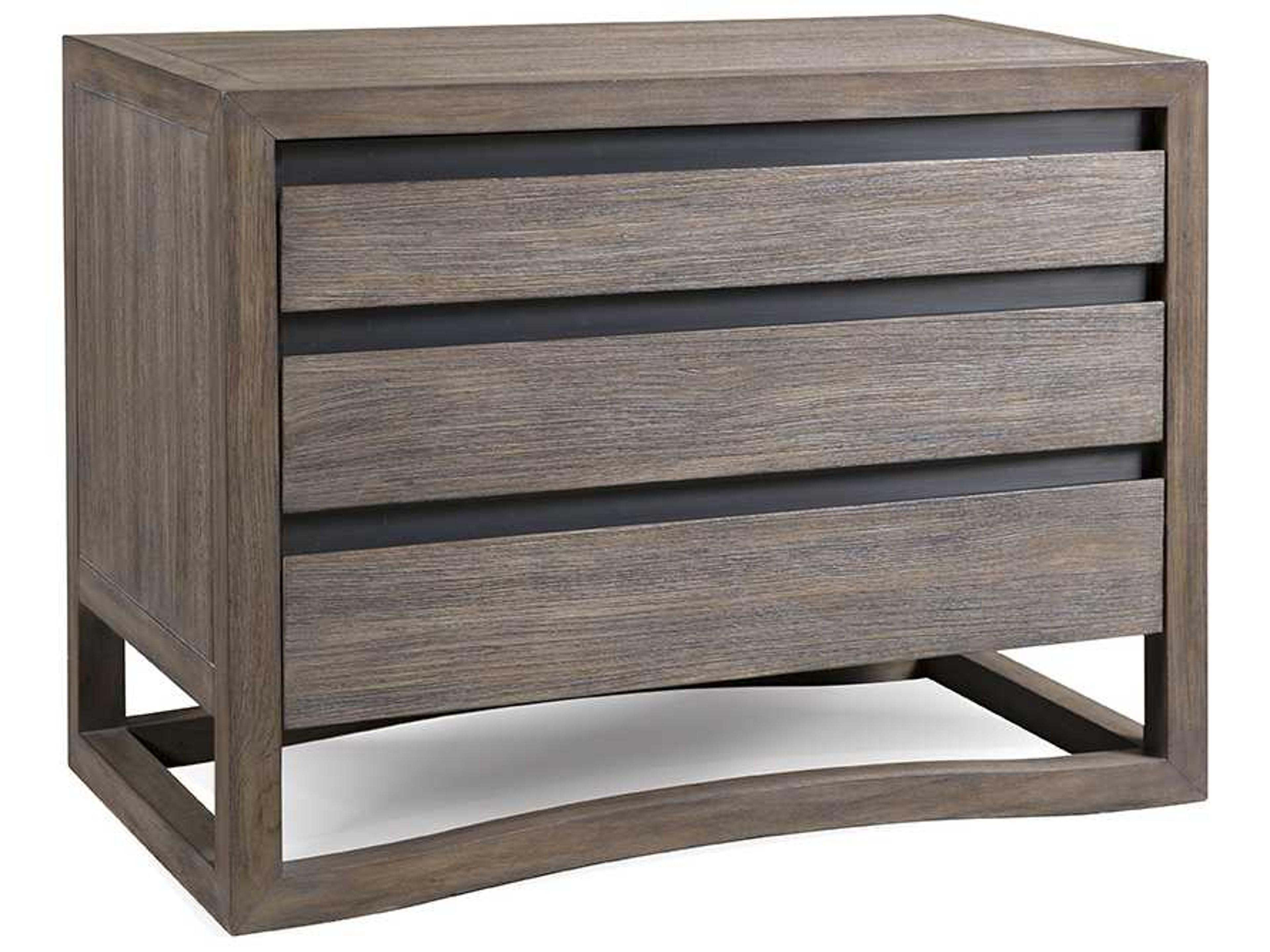 Dalton 3-Drawers Brown Teak Wood Nightstand