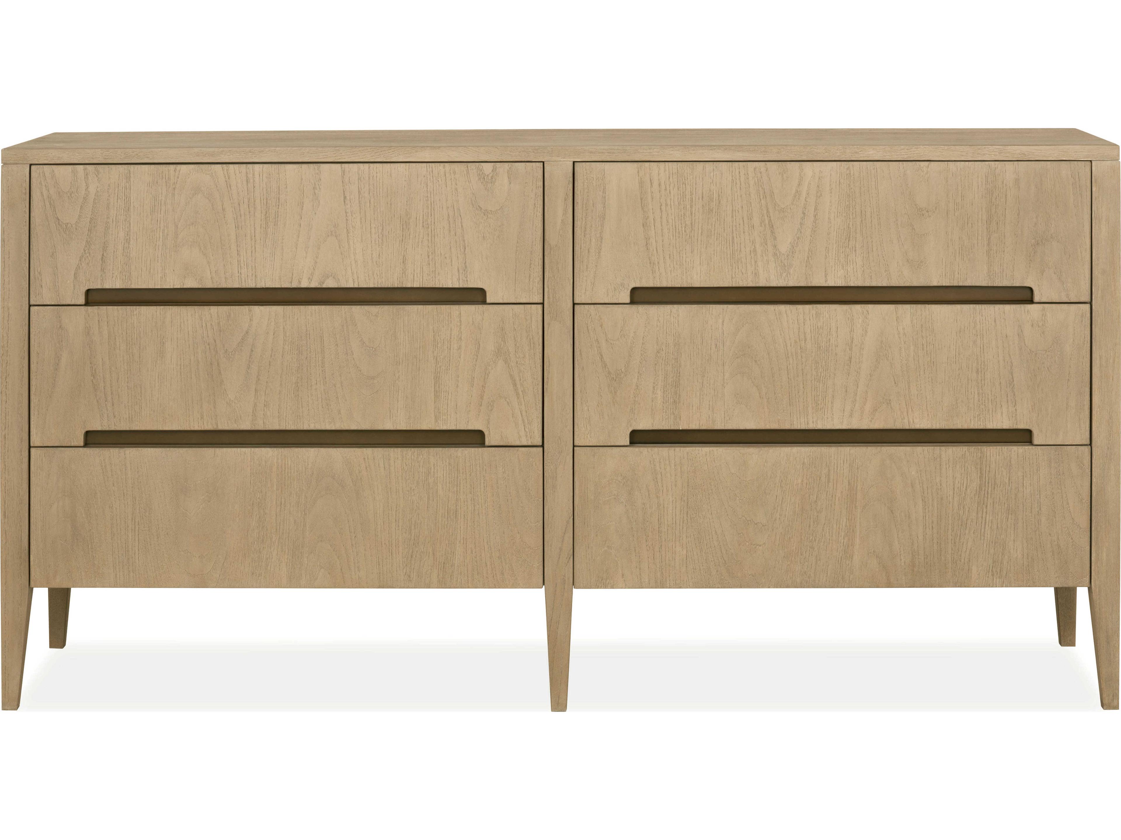 Palmer 6-Drawers Brown Teak Wood Double Dresser