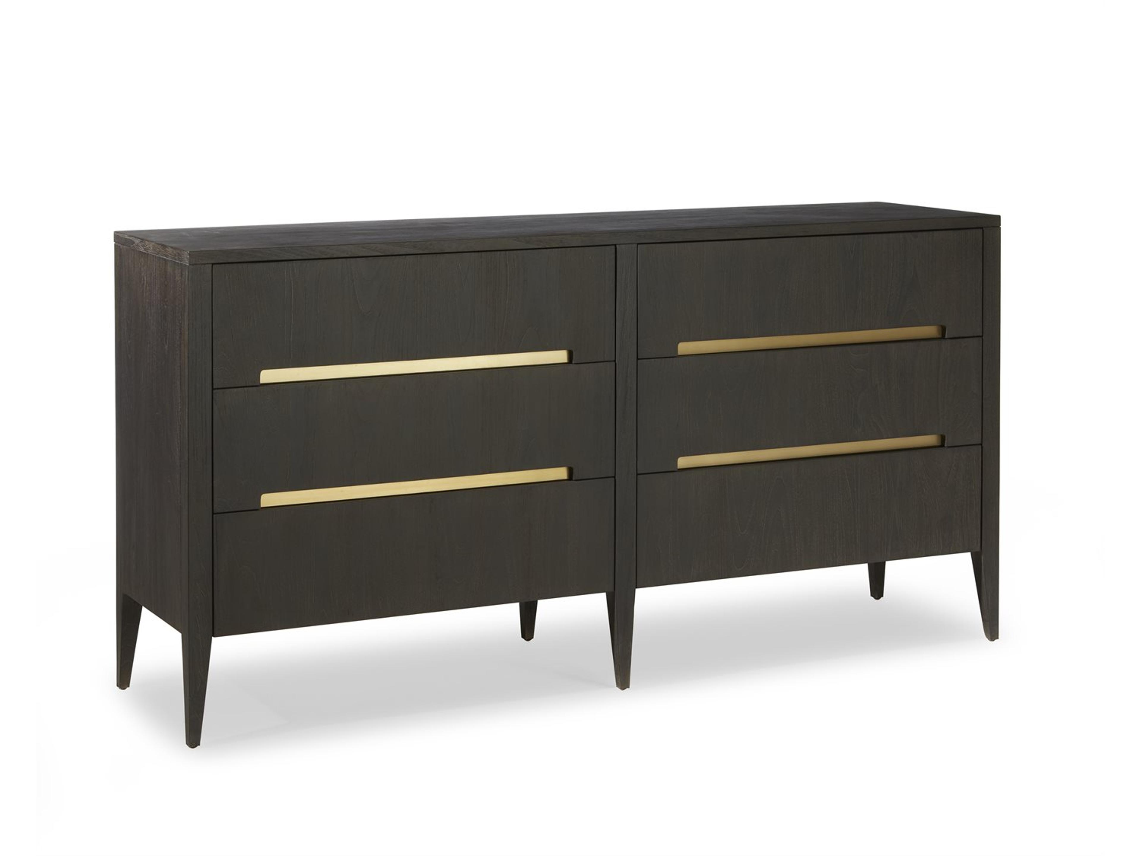 Palmer 6-Drawers Brown Teak Wood Double Dresser