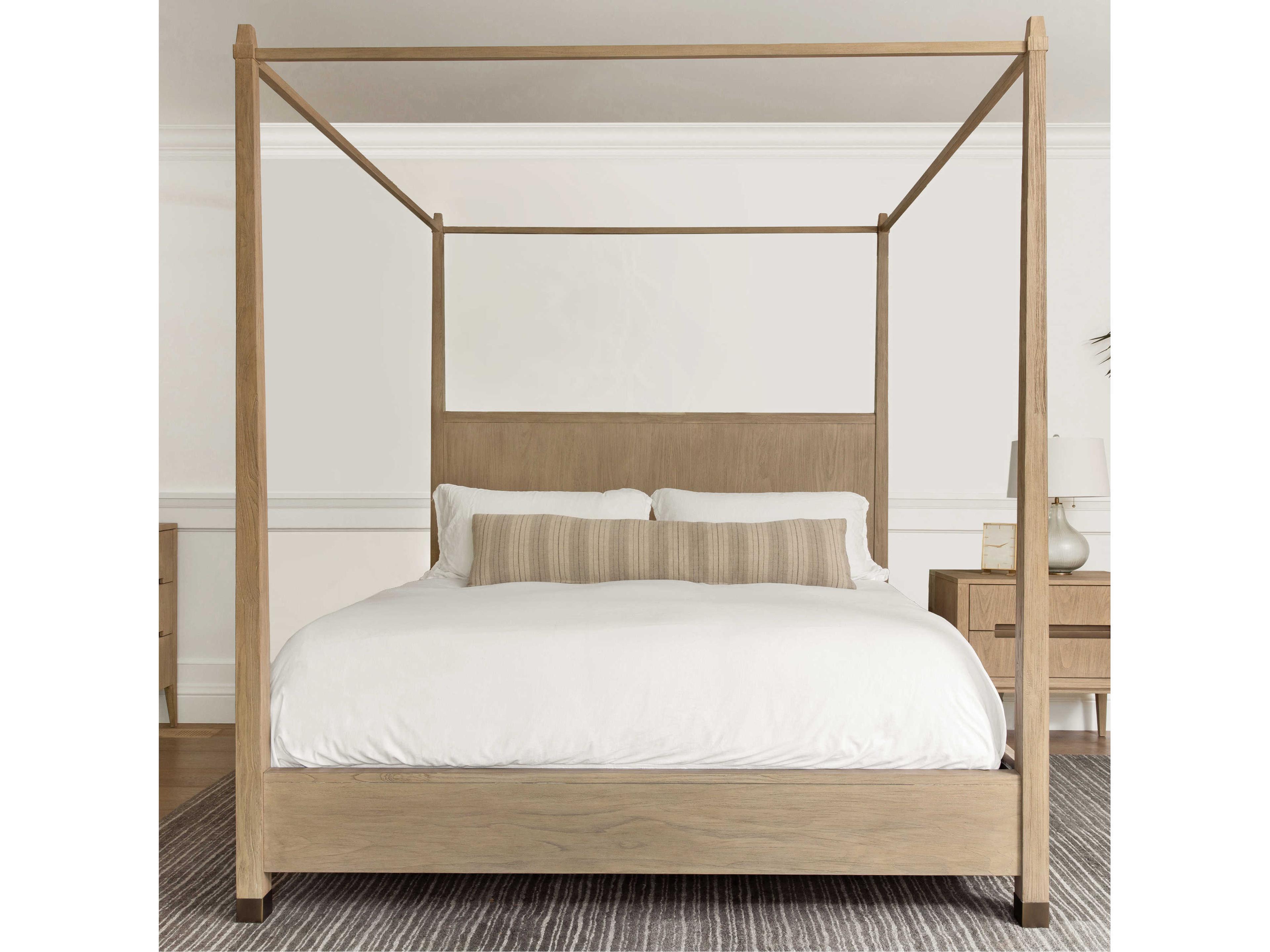 Palmer Beach Brown Teak Wood Queen Canopy Bed
