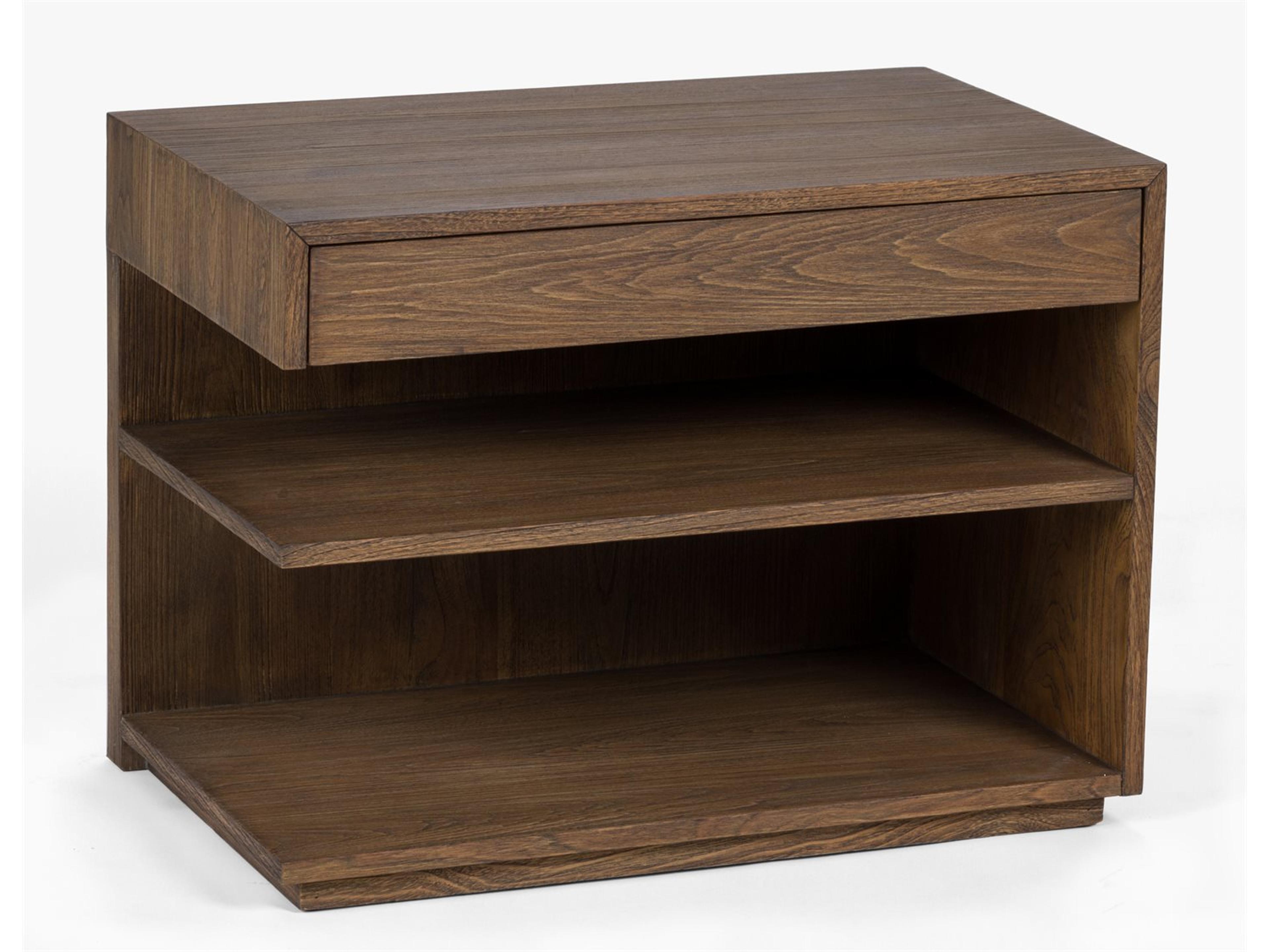 Laguna 1-Drawer Brown Teak Wood LAF Nightstand