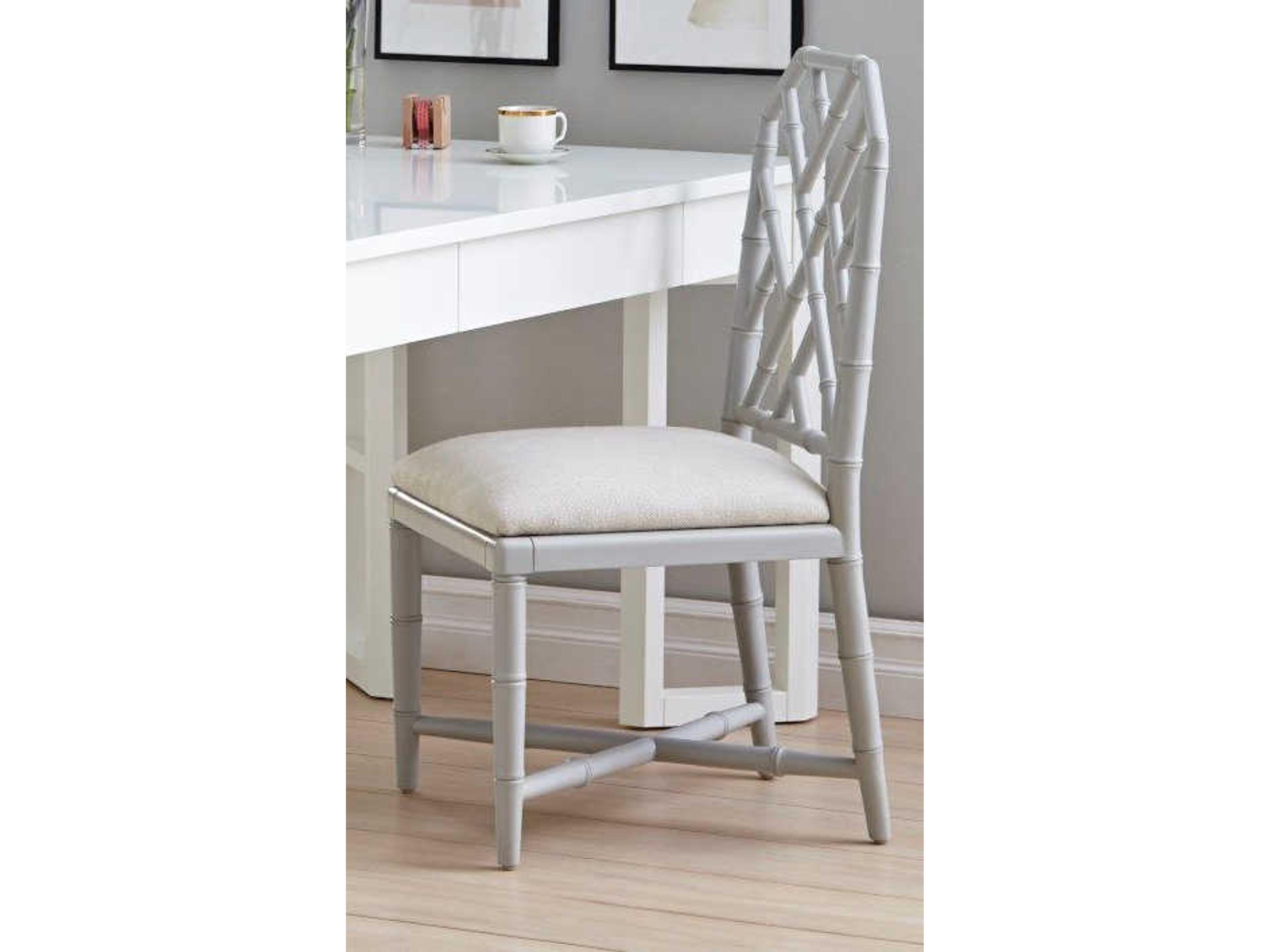 Villa & House Jardin Mahogany Wood Gray Upholstered Side Dining Chair