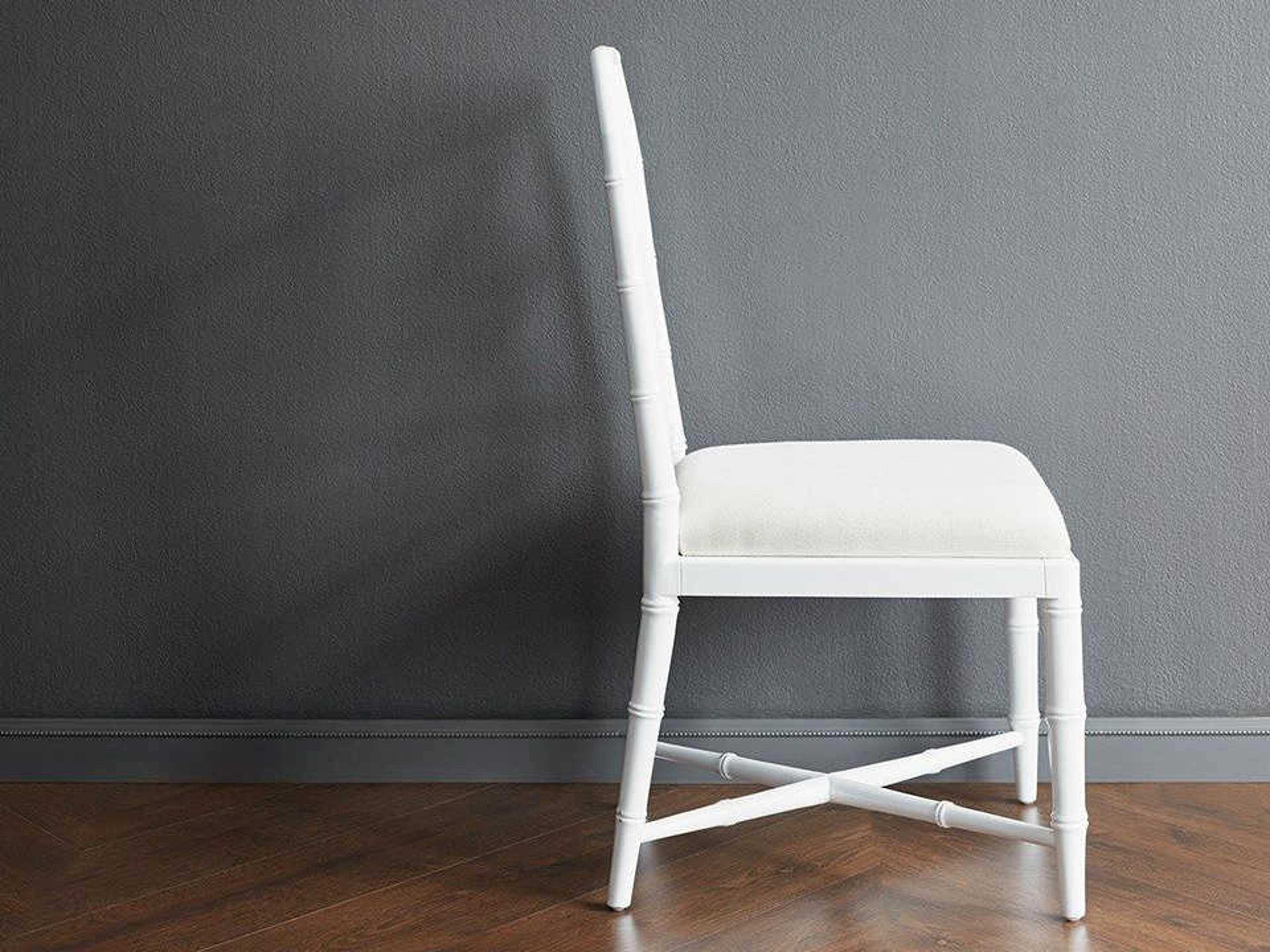 Villa & House Jardin Mahogany Wood White Upholstered Side Dining Chair