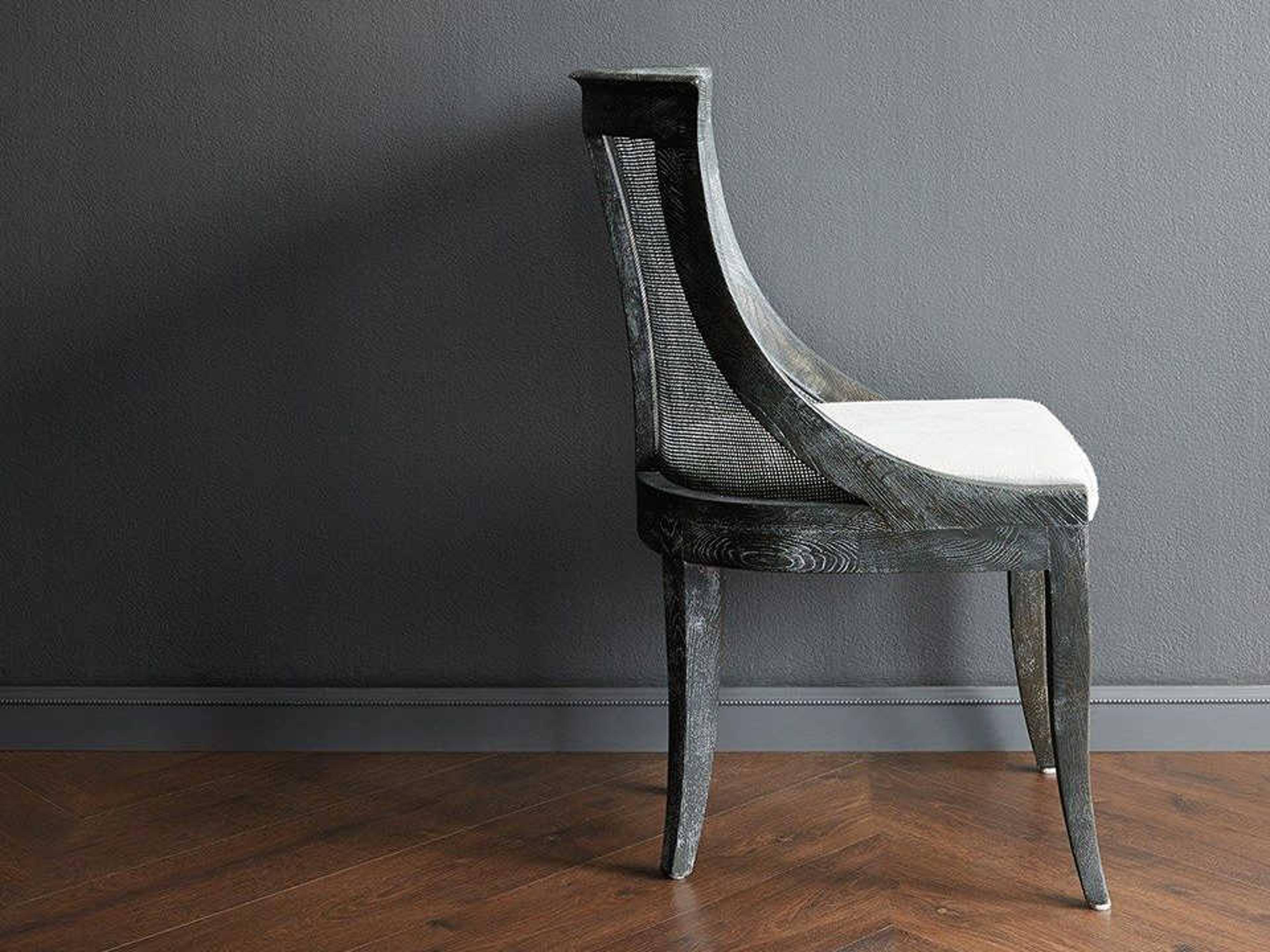 Villa & House Monaco Oak Wood Gray Upholstered Side Dining Chair