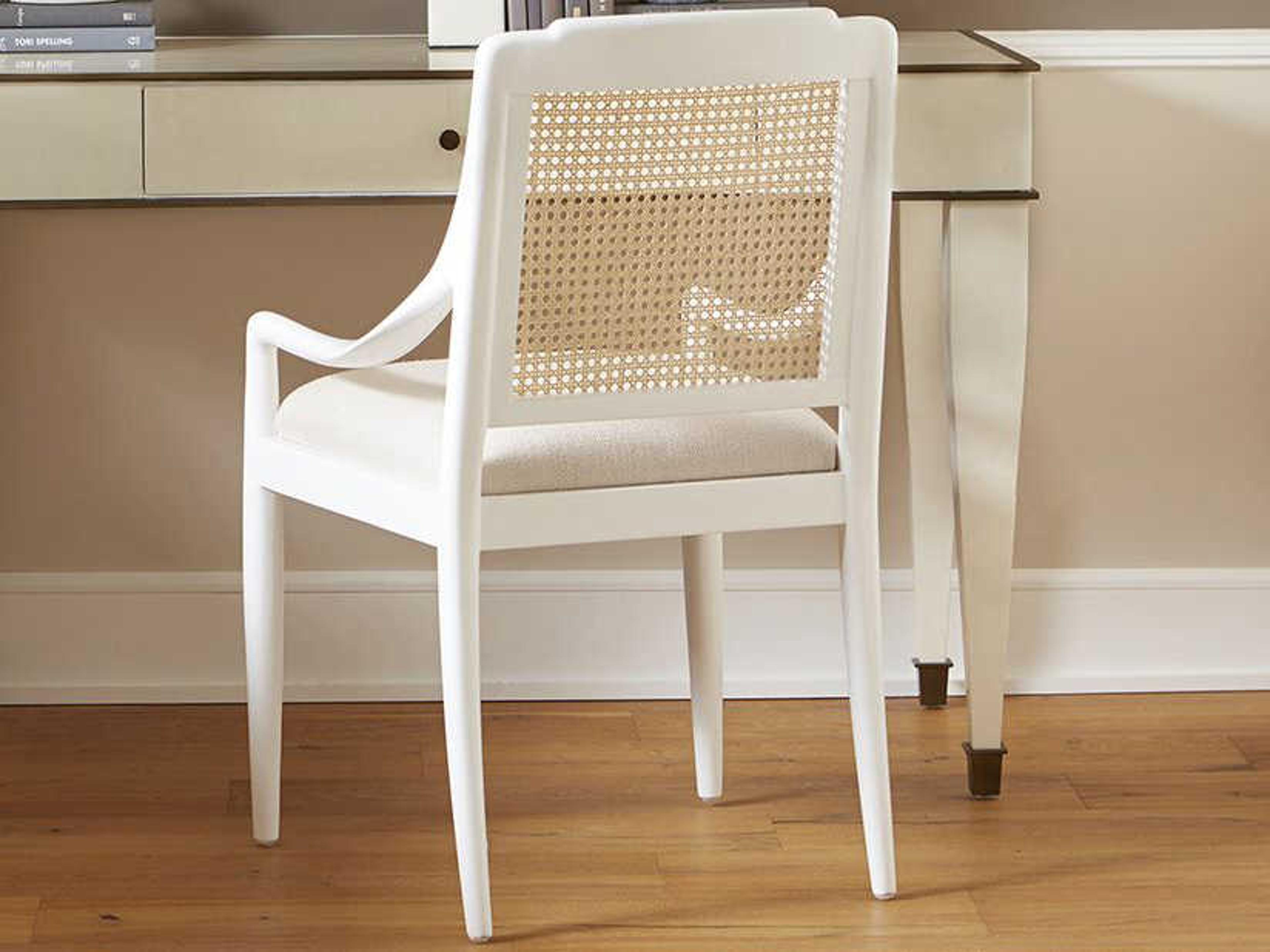 Villa & House Veronika Mahogany Wood Beige Upholstered Arm Dining Chair