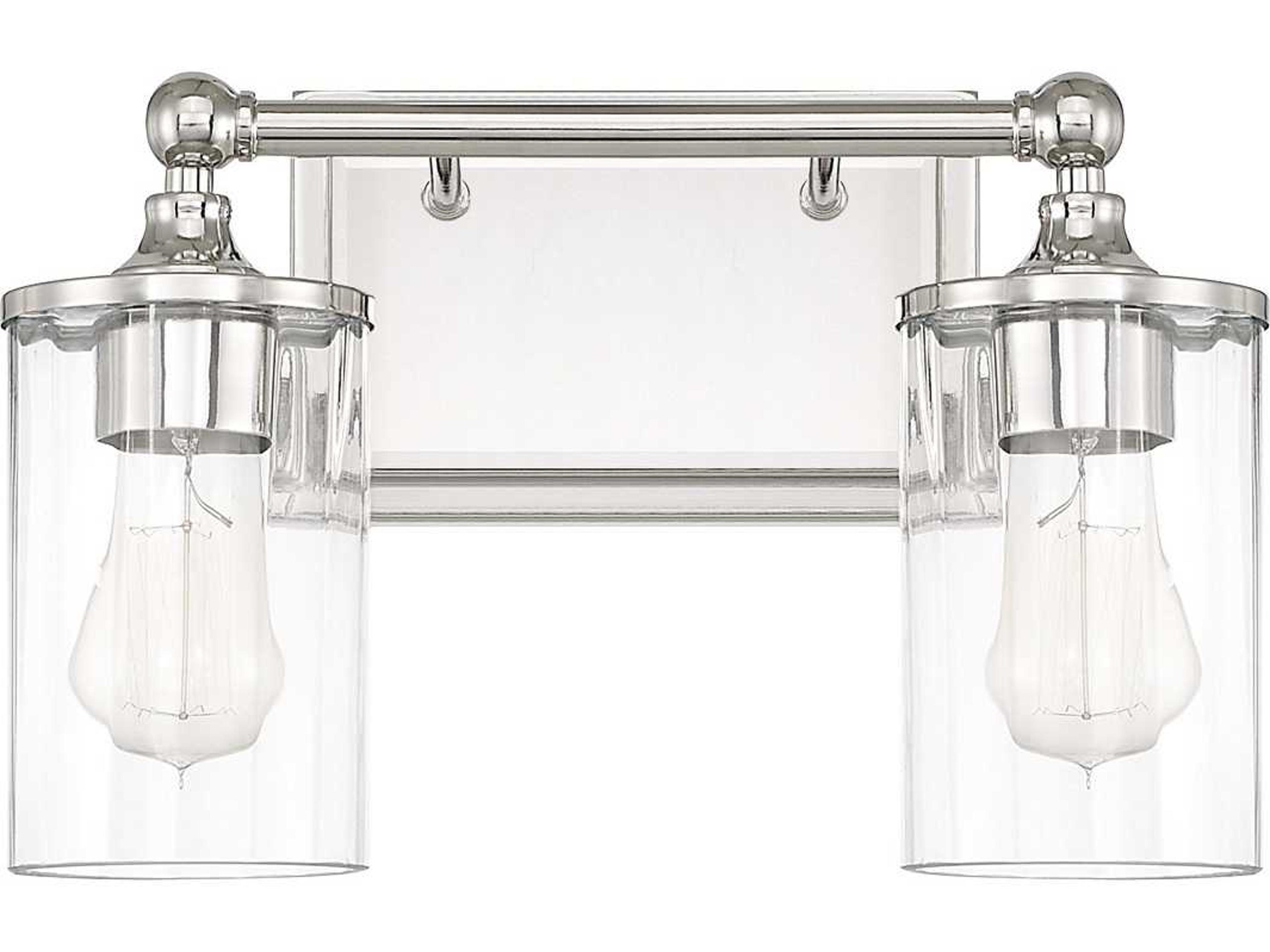 Camden 2-Light Polished Nickel Glass Vanity Light