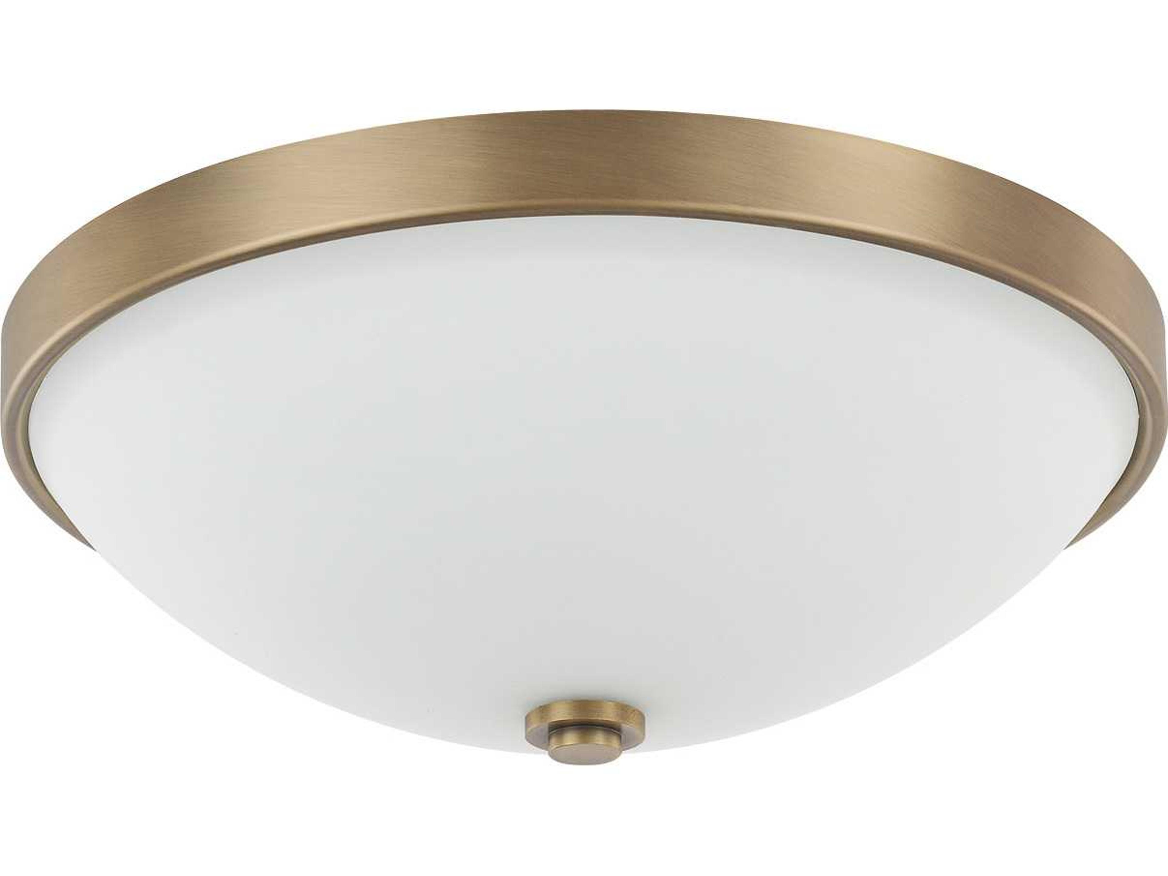 2-Light Aged Brass Glass Bowl Flush Mount