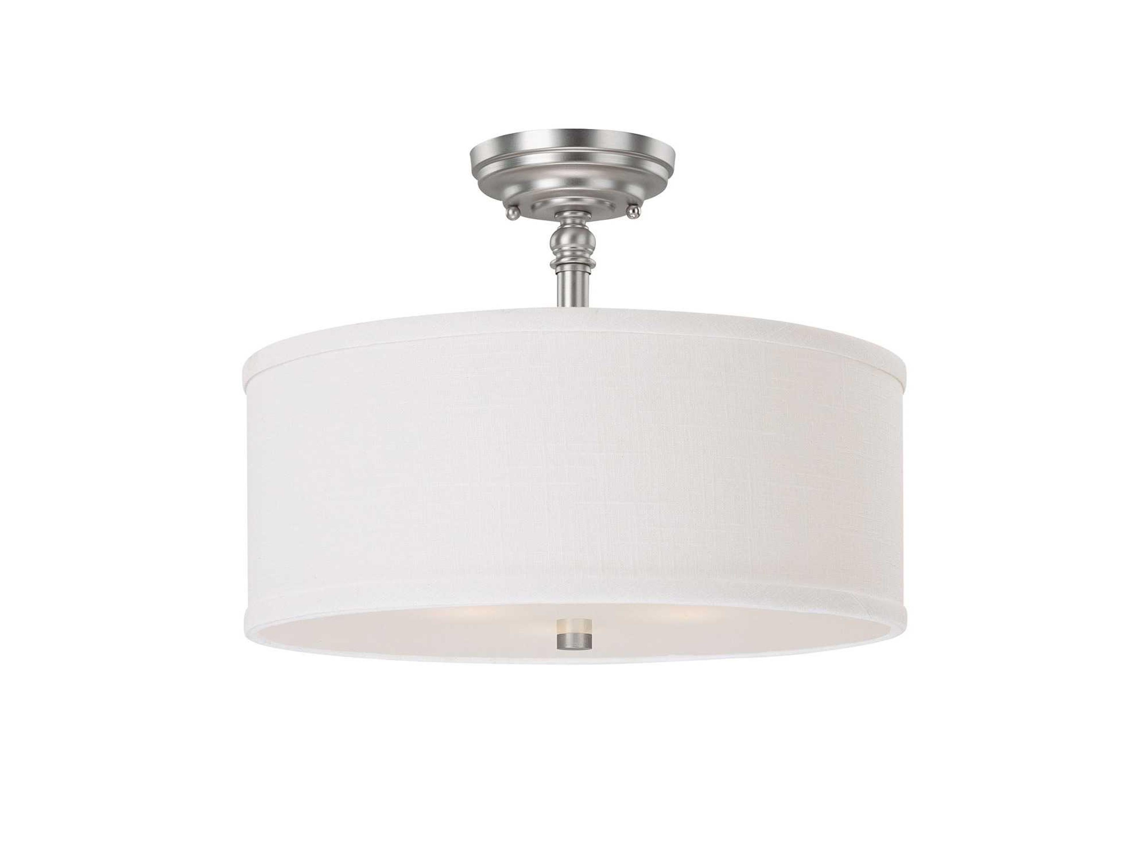 Loft 3-Light Matte Nickel Glass Drum Semi Flush Mount