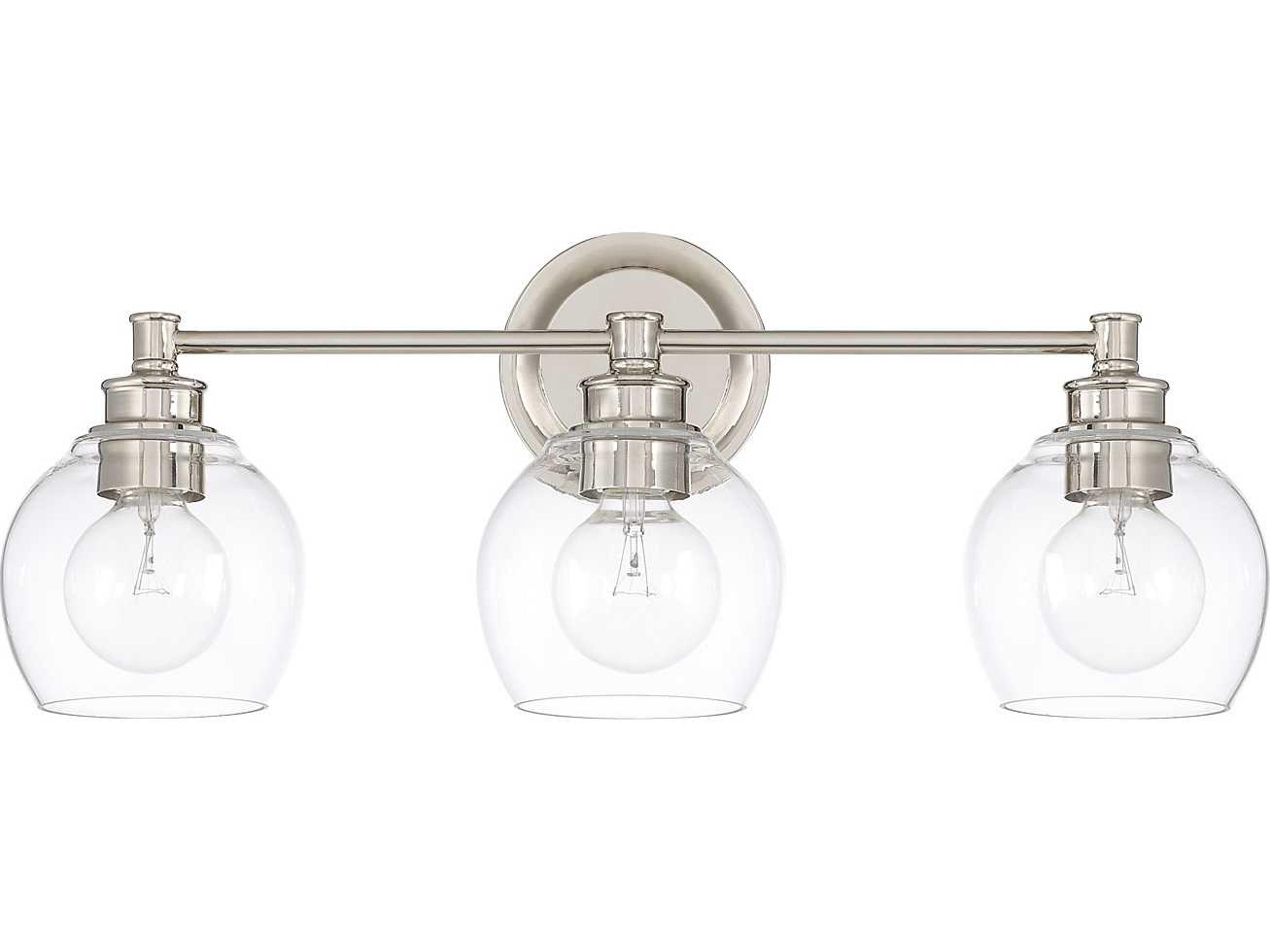 Mid Century 3-Light Polished Nickel Glass Vanity Light