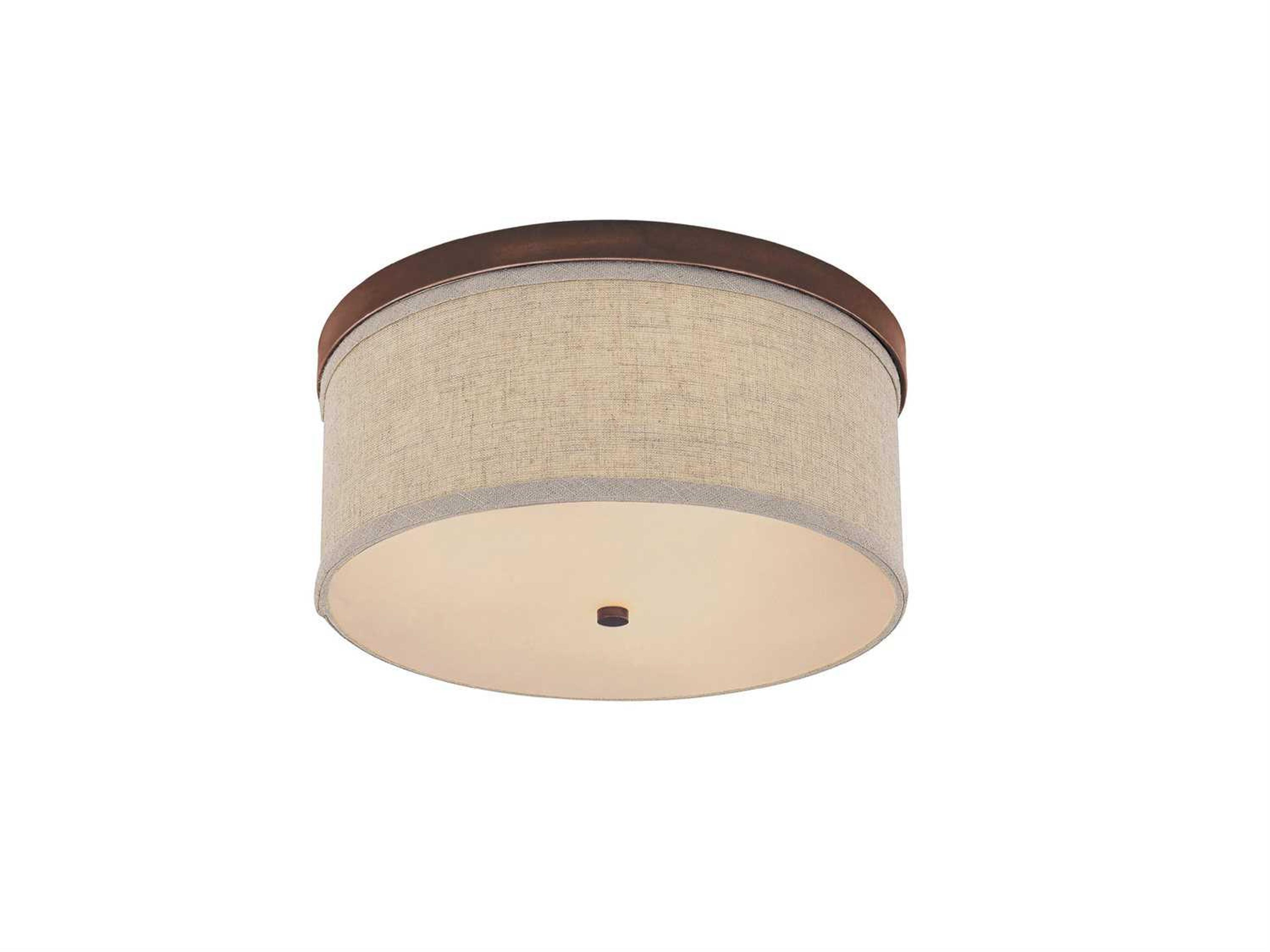 Midtown 2-Light Burnished Bronze Glass Drum Flush Mount