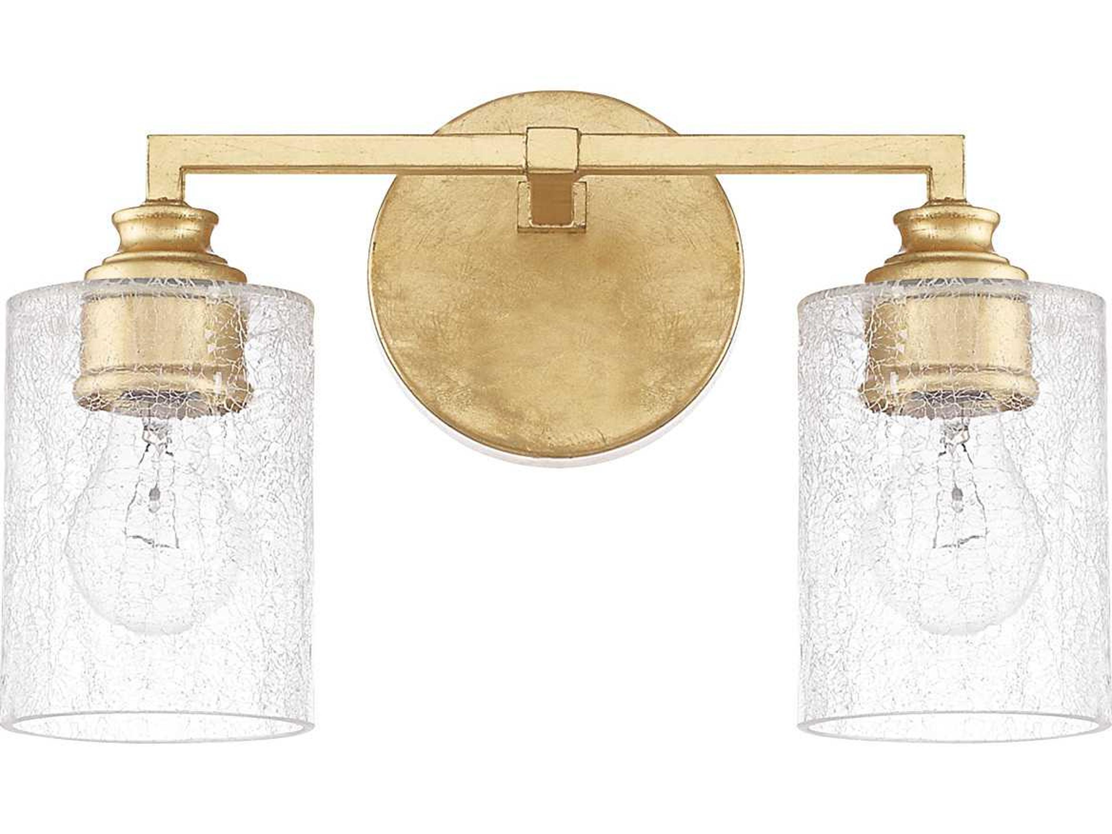 Milan 2-Light Gold Glass Vanity Light