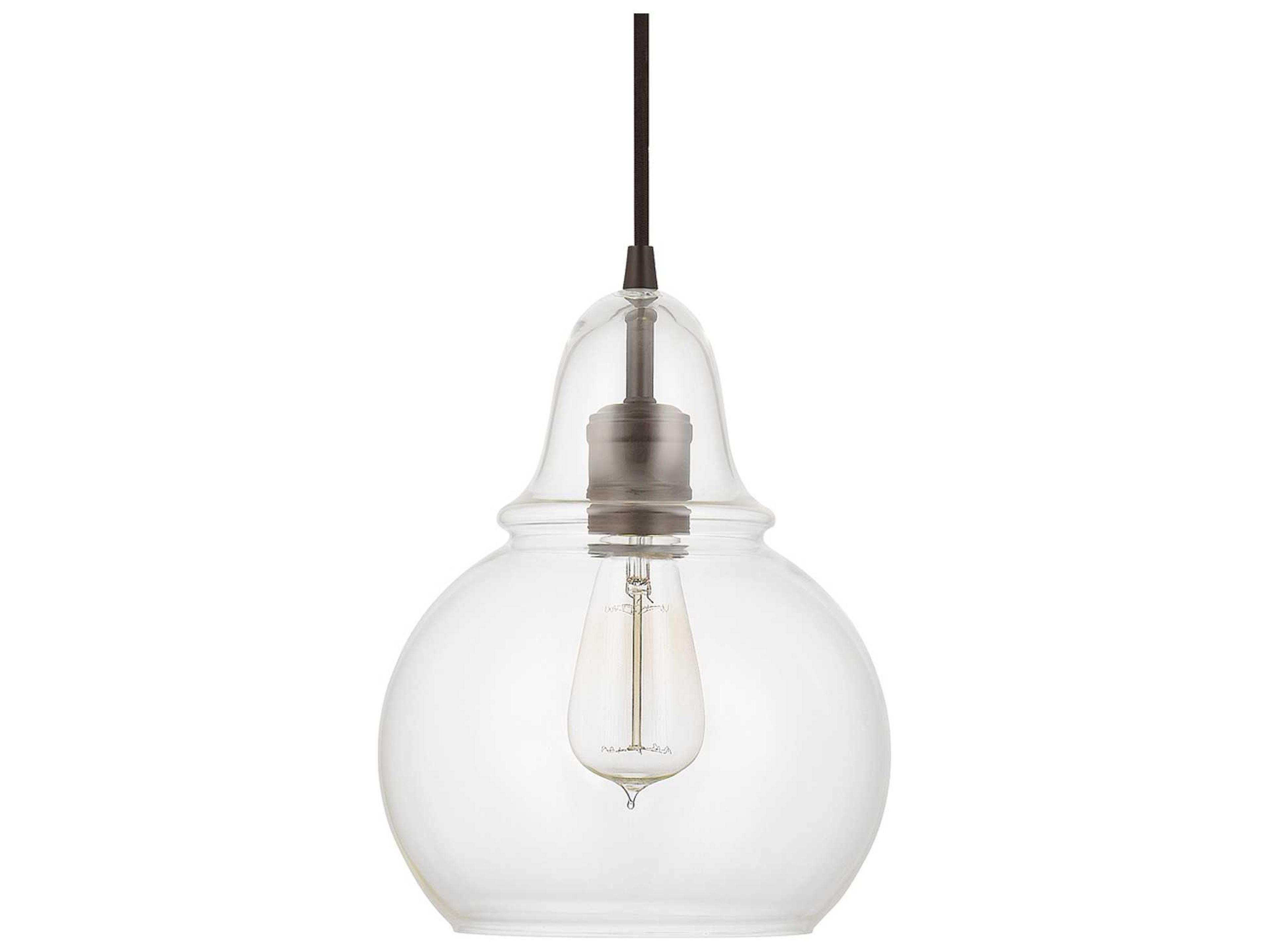 1-Light Burnished Bronze Glass Globe Mini Pendant