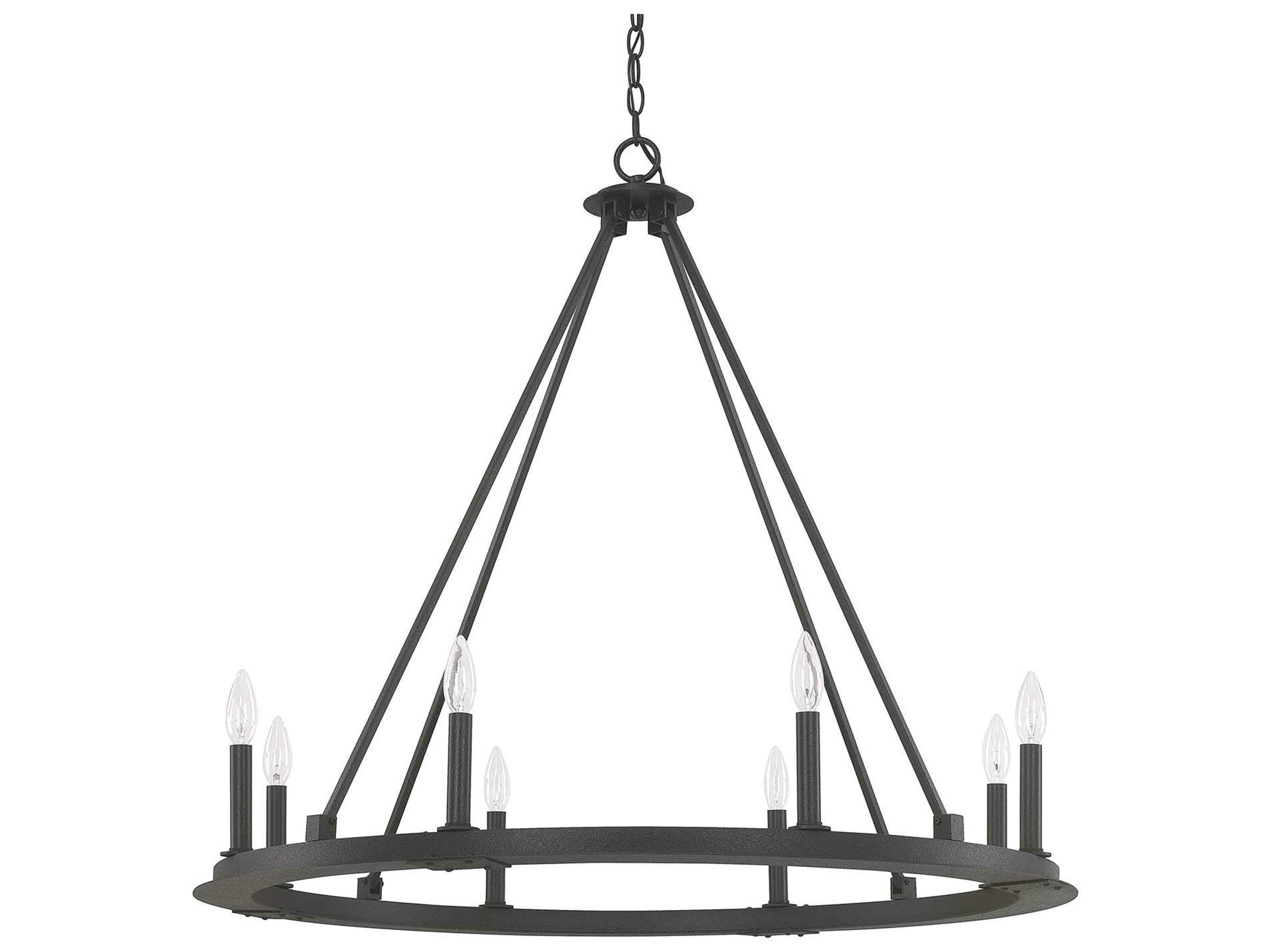 Pearson 8-Light Black Iron Candelabra Round Chandelier