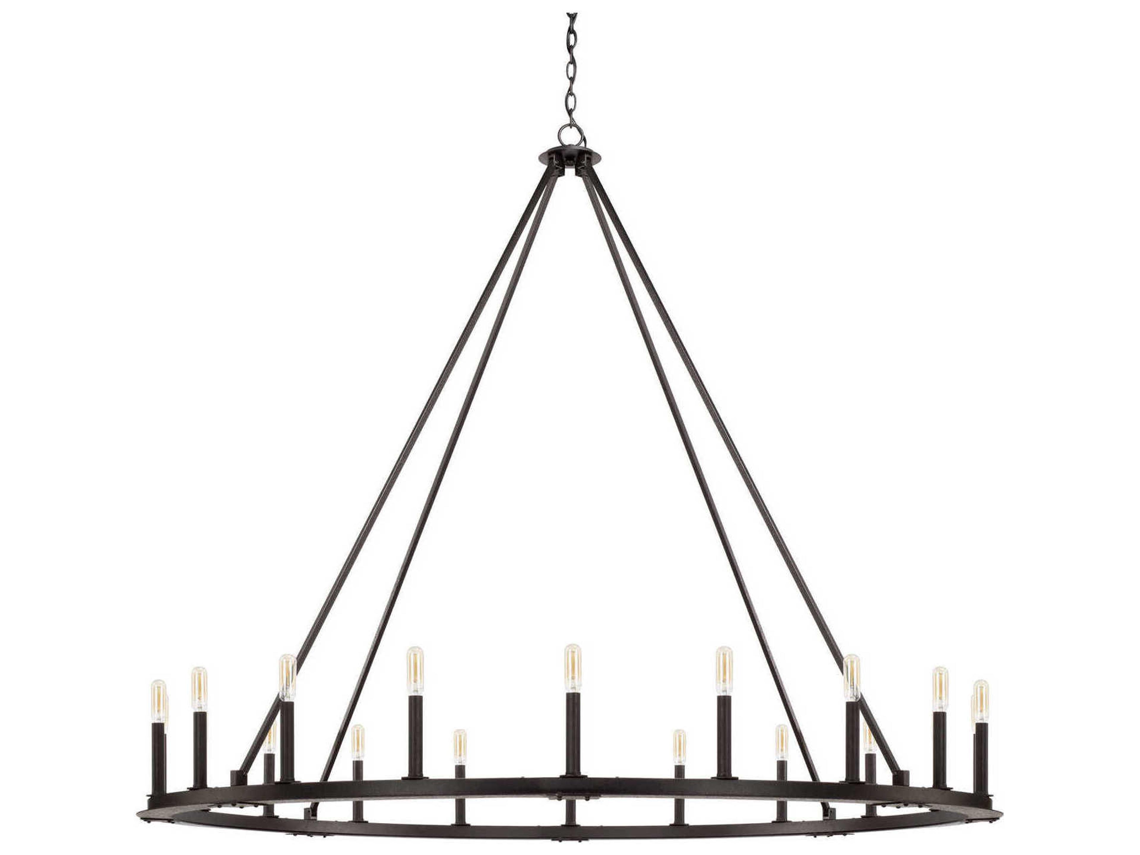 Pearson 20-Light Black Iron Candelabra Round Chandelier