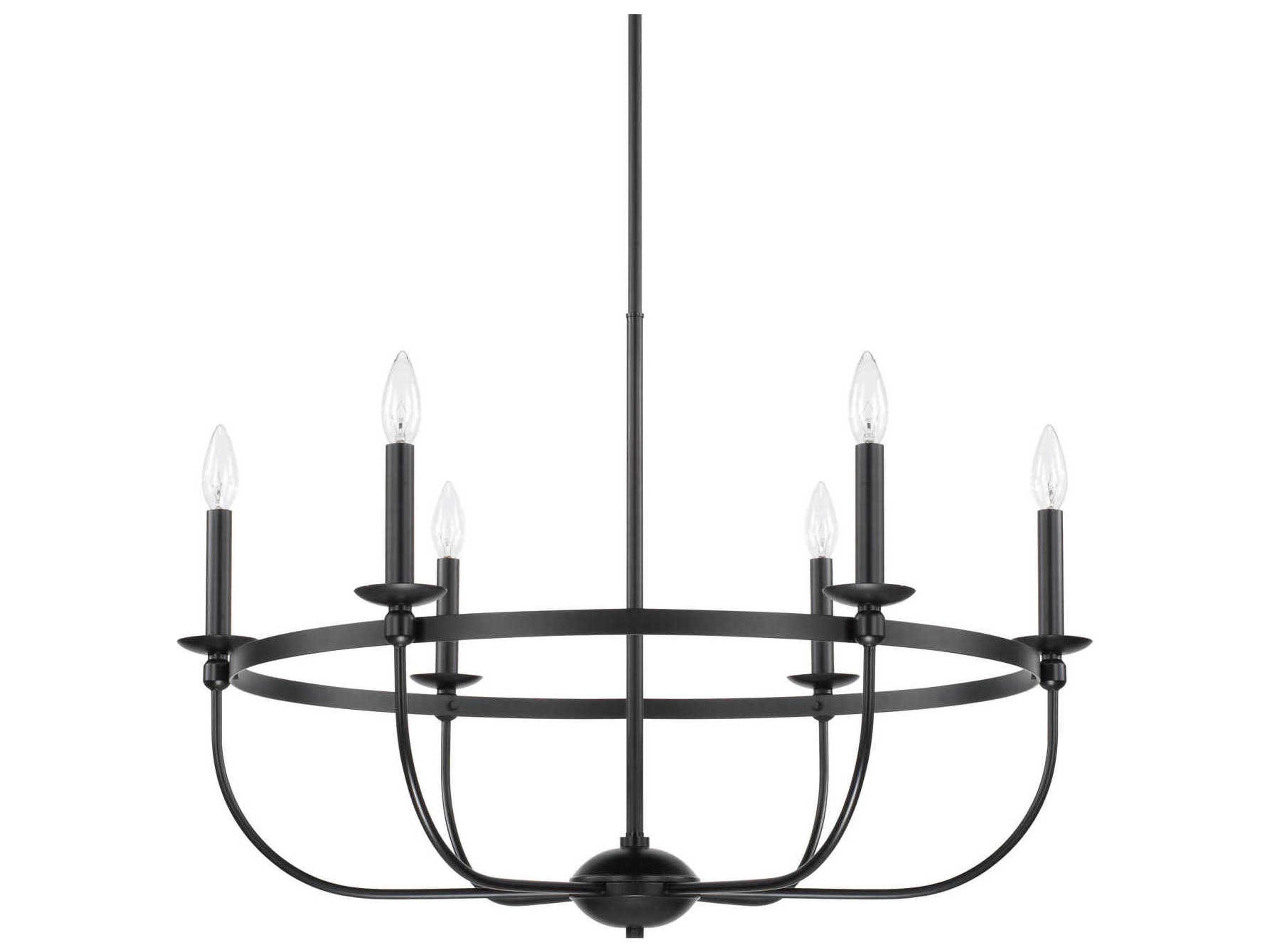 Rylann 6-Light Matte Black Candelabra Round Chandelier