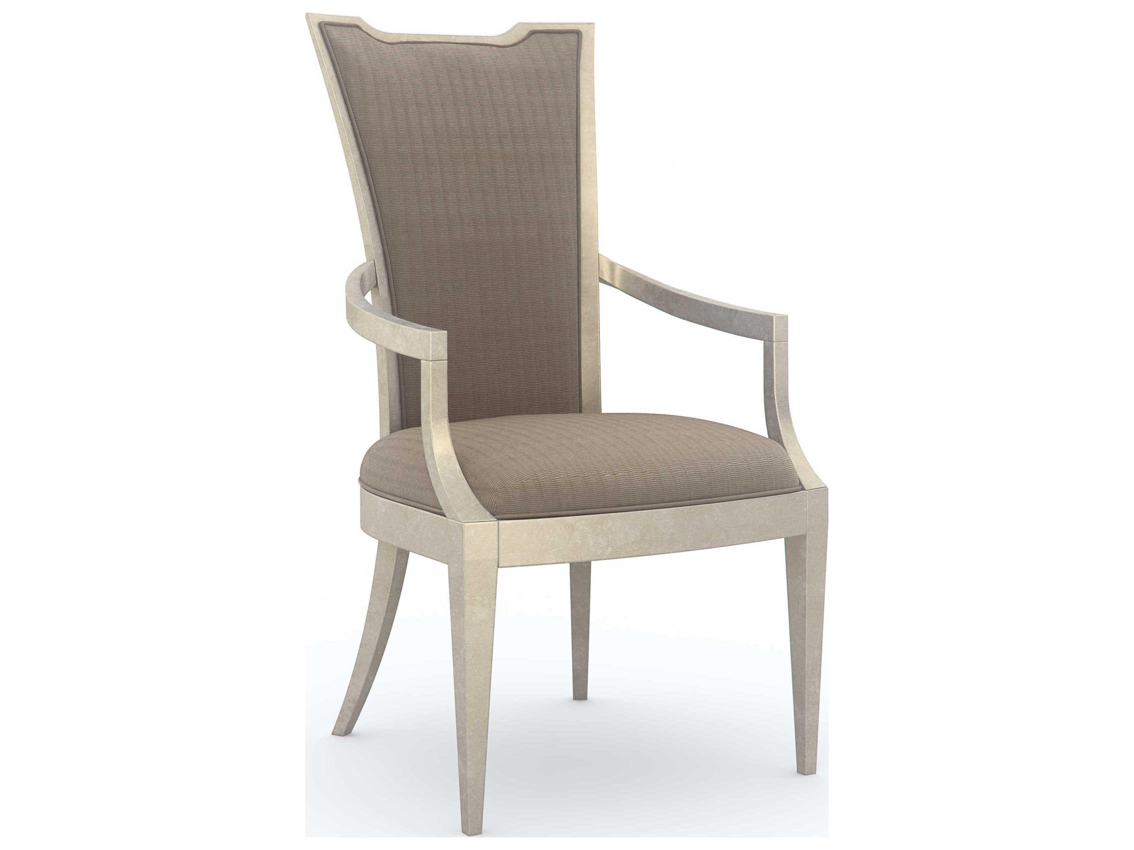 Caracole Classic Very Appealing Gray Upholstered Arm Dining Chair