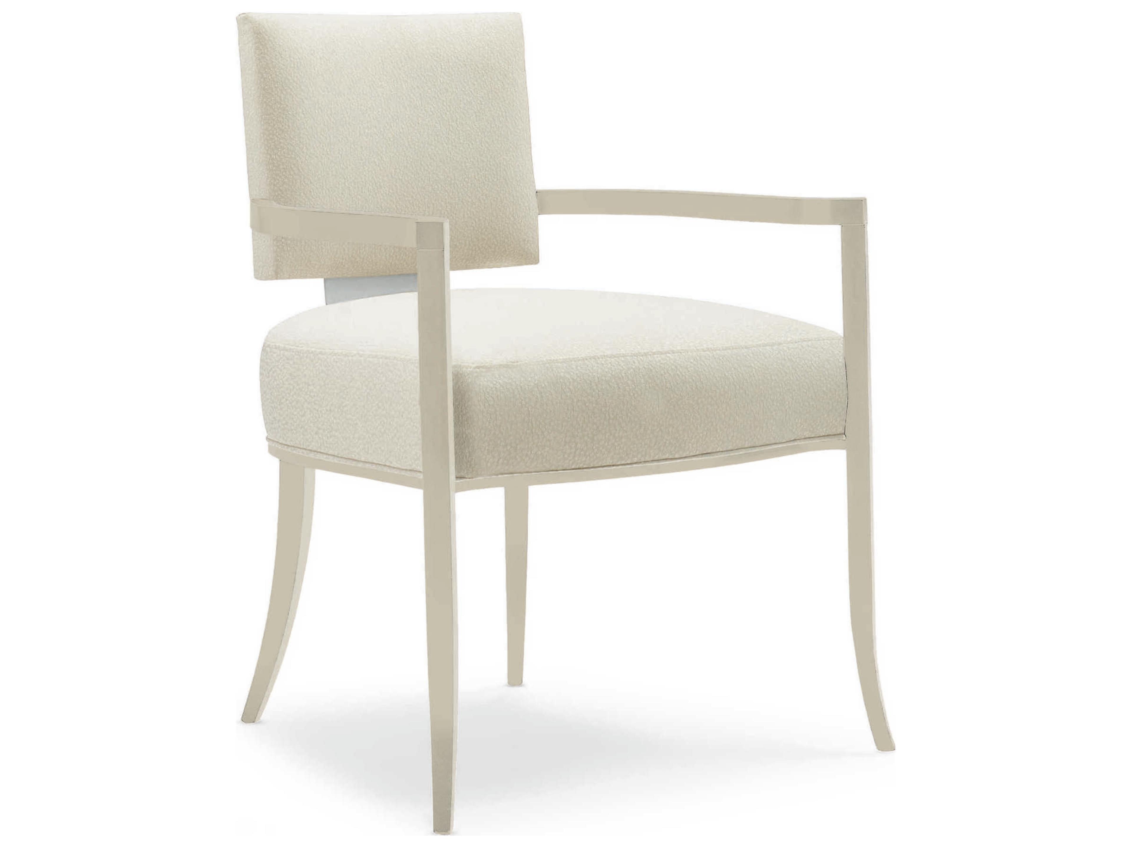 Caracole Classic Reserved Seating White Upholstered Arm Dining Chair