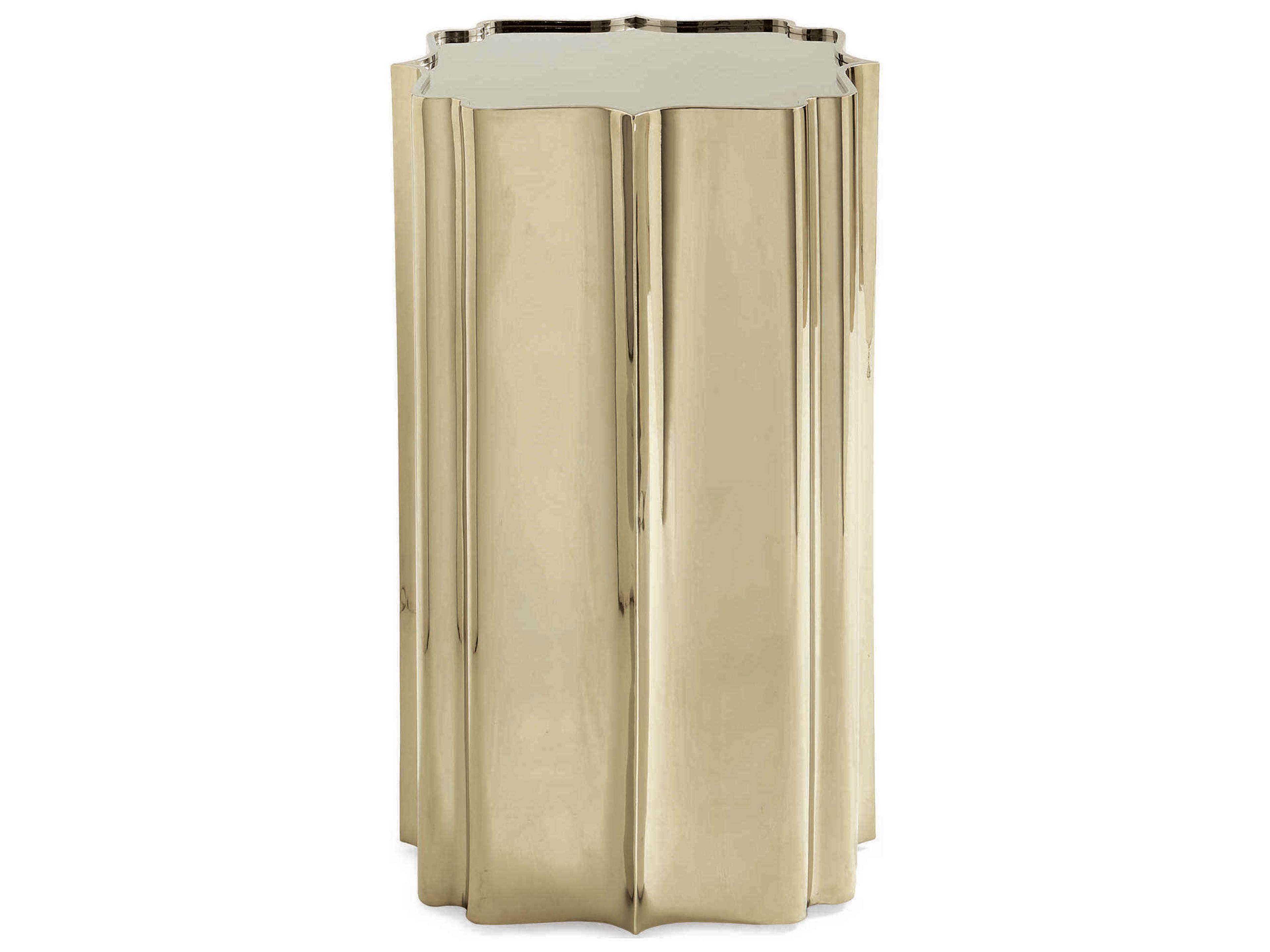 Caracole Classic Good as Gold Scalloped Round Metal Whisper Of End Table