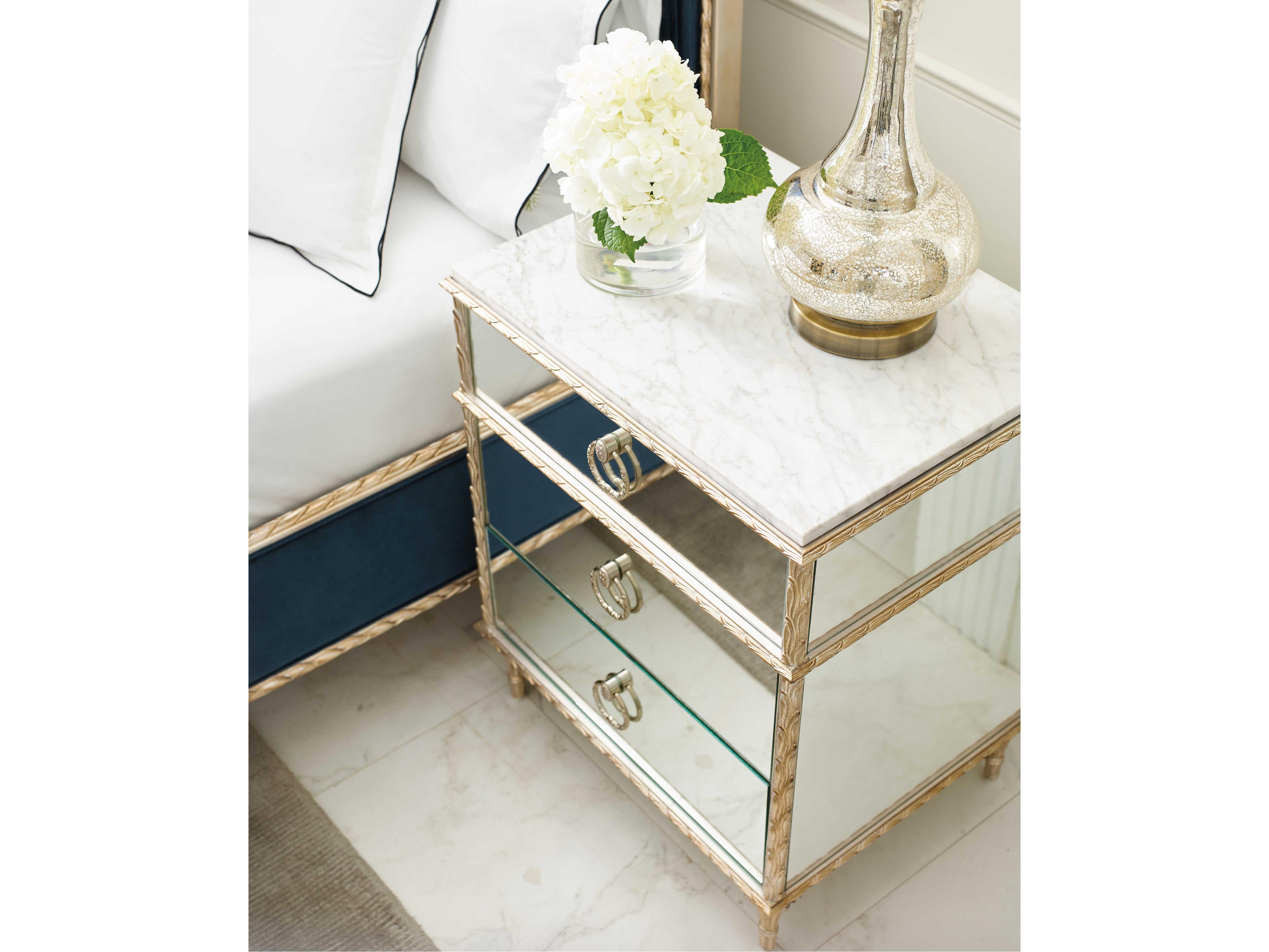 Caracole Fontainebleau 3-Drawers Mirrored Hardwood Nightstand