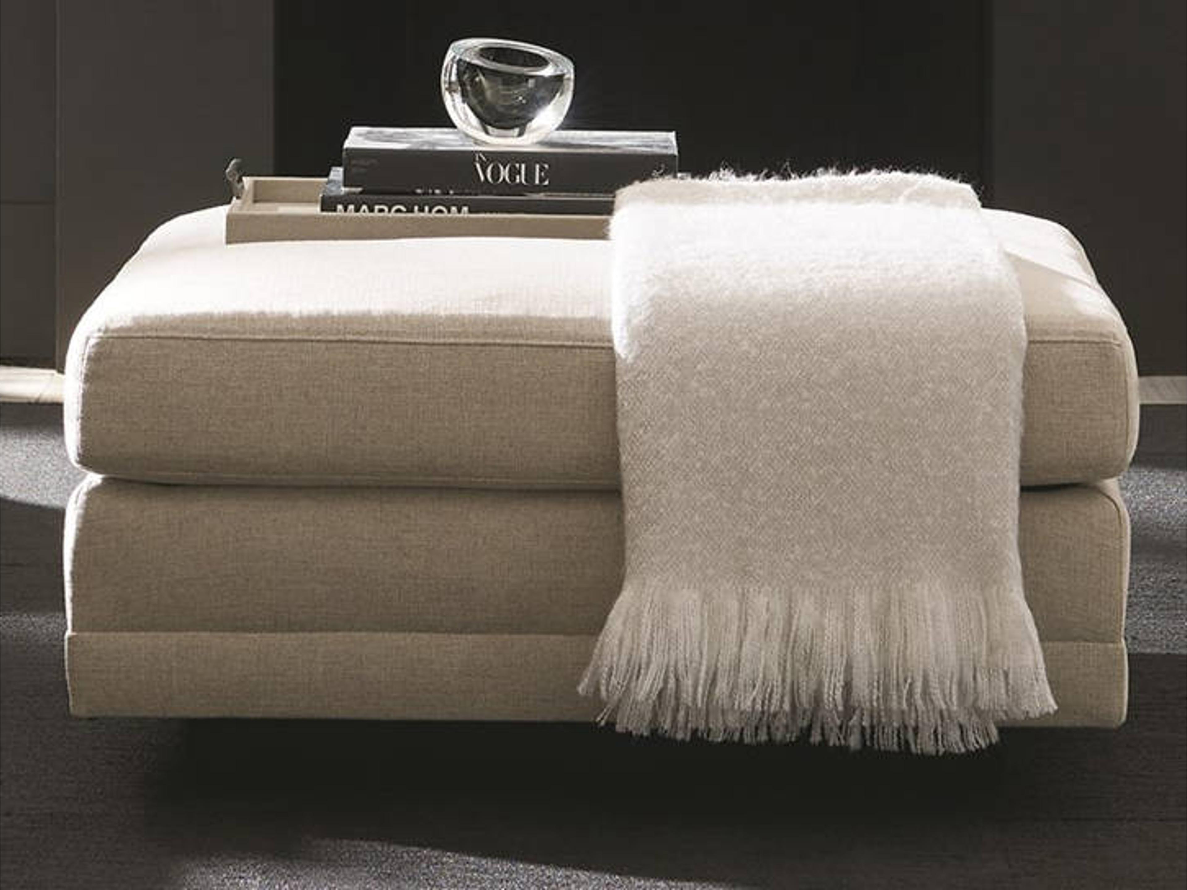 Caracole Fusion Plnth Base Cocktail Beige Upholstered Ottoman