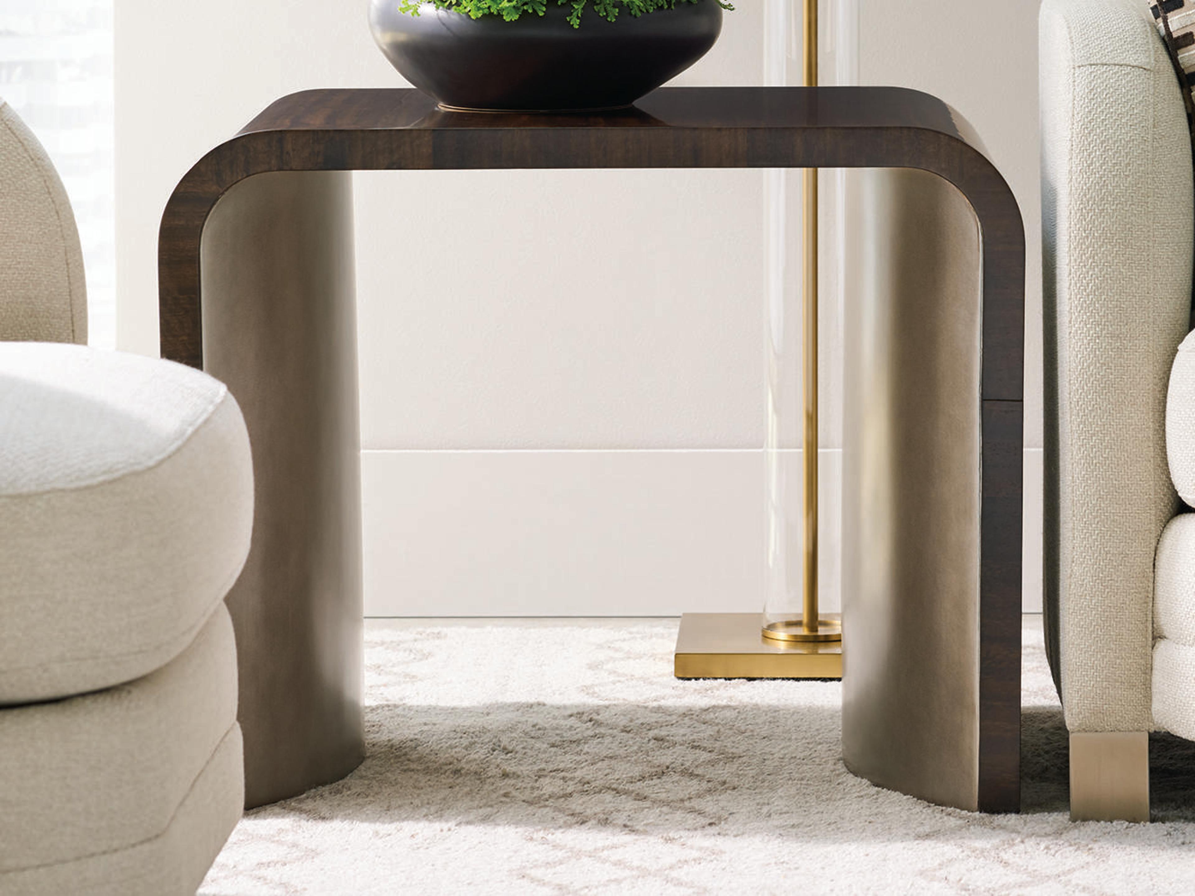 Caracole Streamline Waterfall Rectangular Wood Aged Bourbon End Table