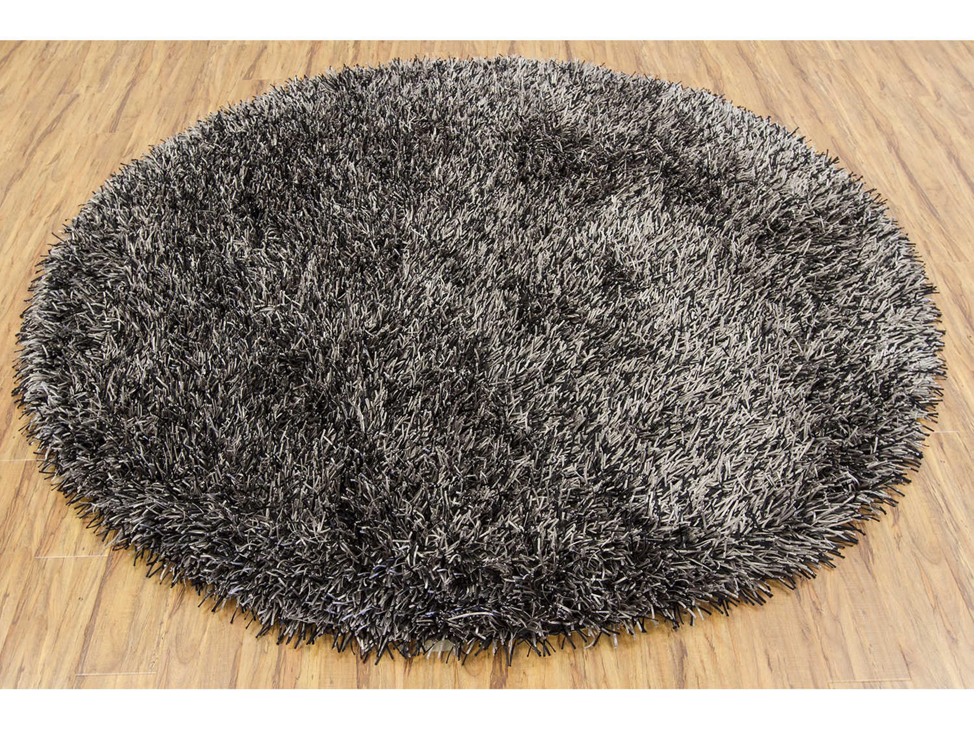 Round Area Rug Iris Grey Shag