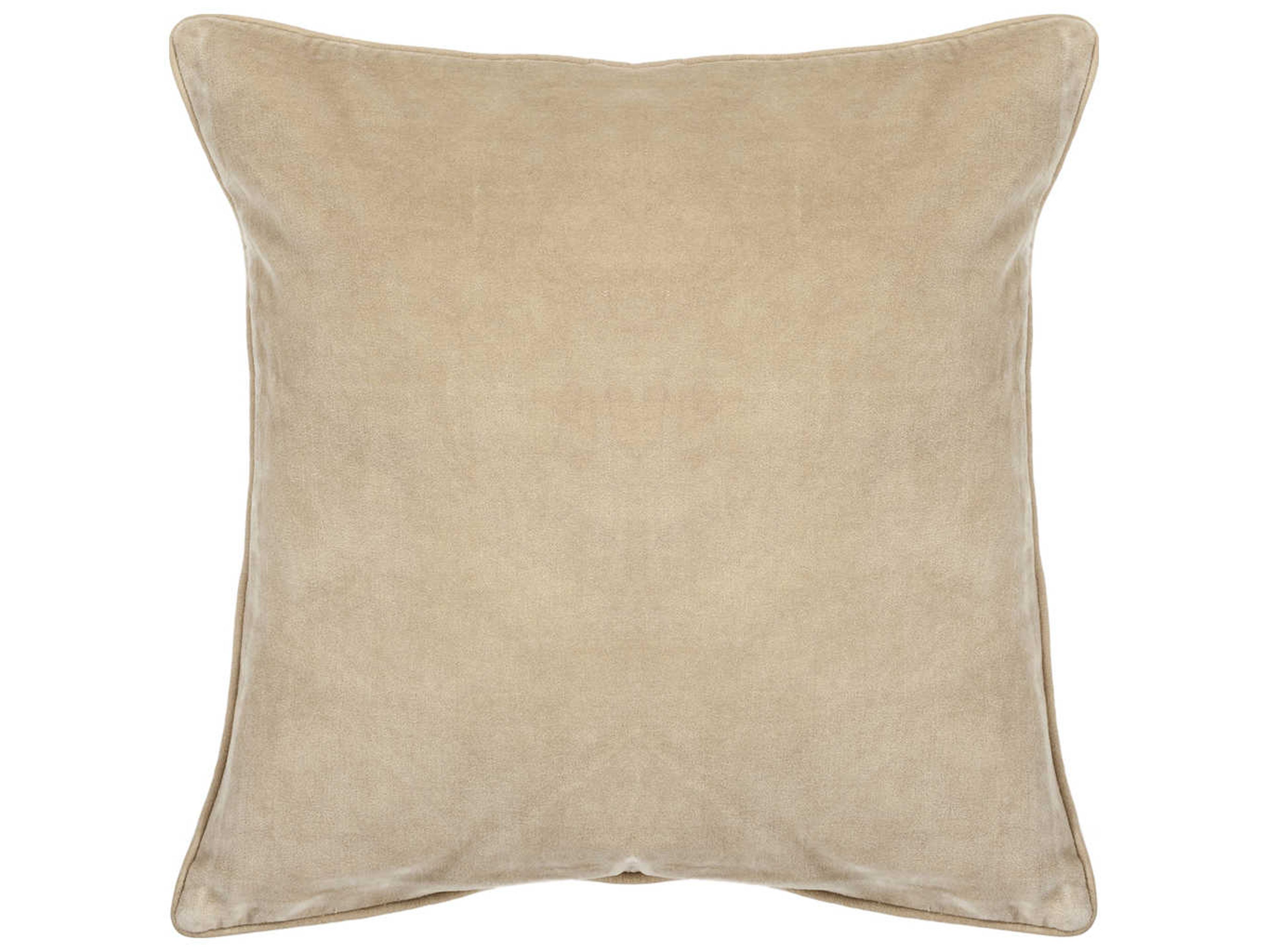 Contemporary Beige Cotton Velvet Handmade Pillow