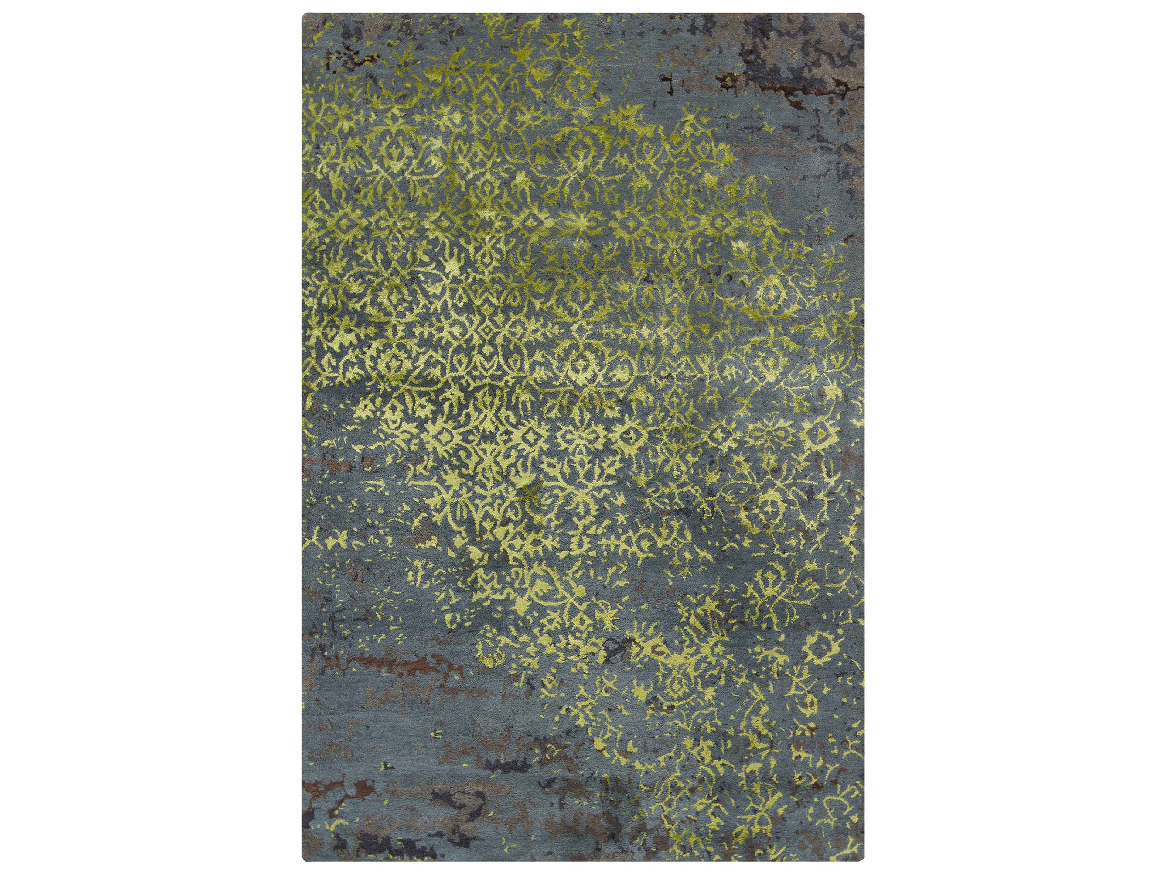 Hand Tufted Wool Area Rug Rupec Blue Green Brown