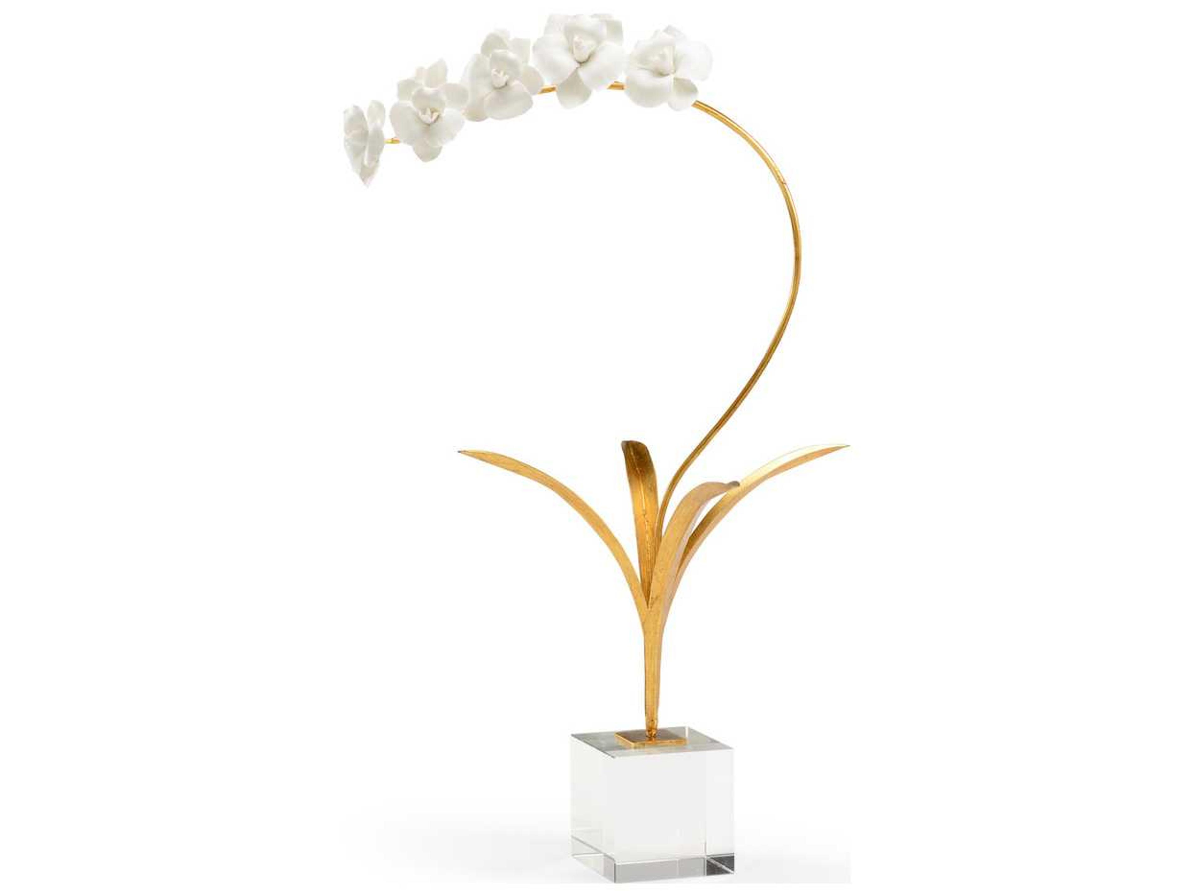 Orchid White with Antique Gold Leaf Sculpture