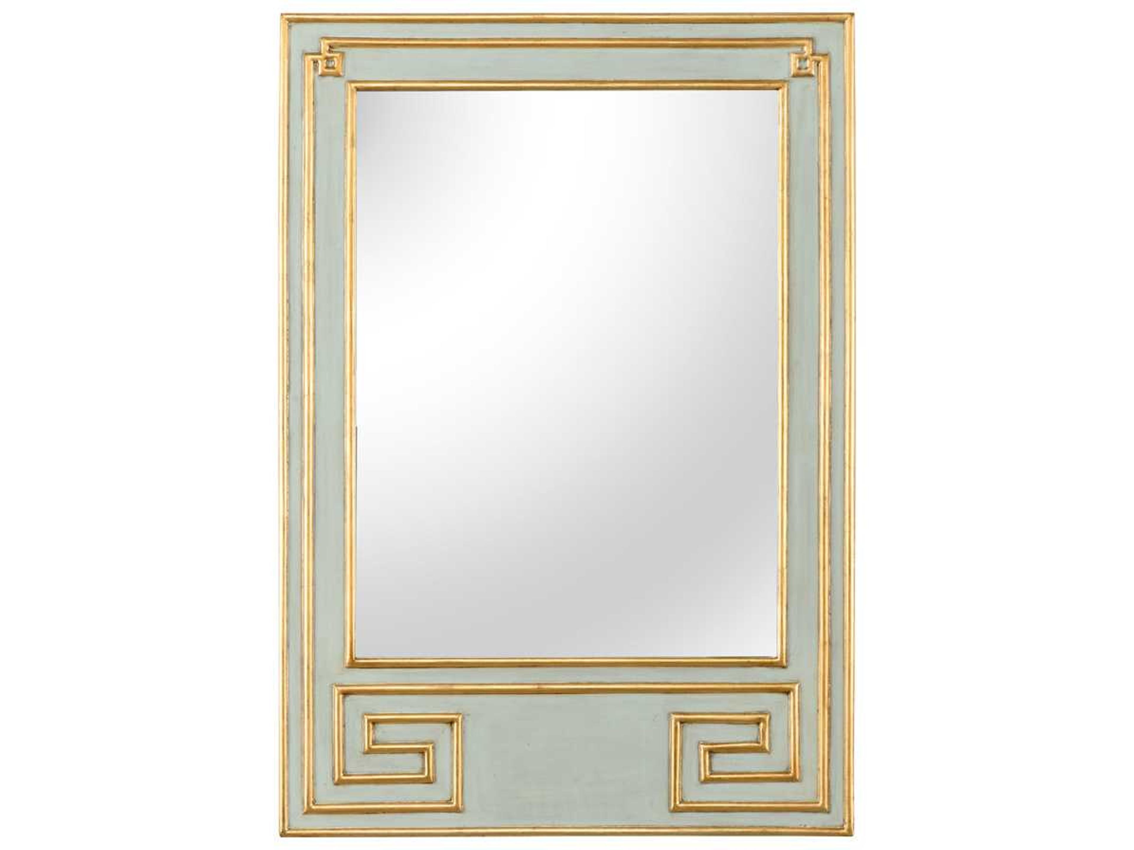 Greek Hall Antique Mint Green with Gold Leaf Rectangular Wall Mirror