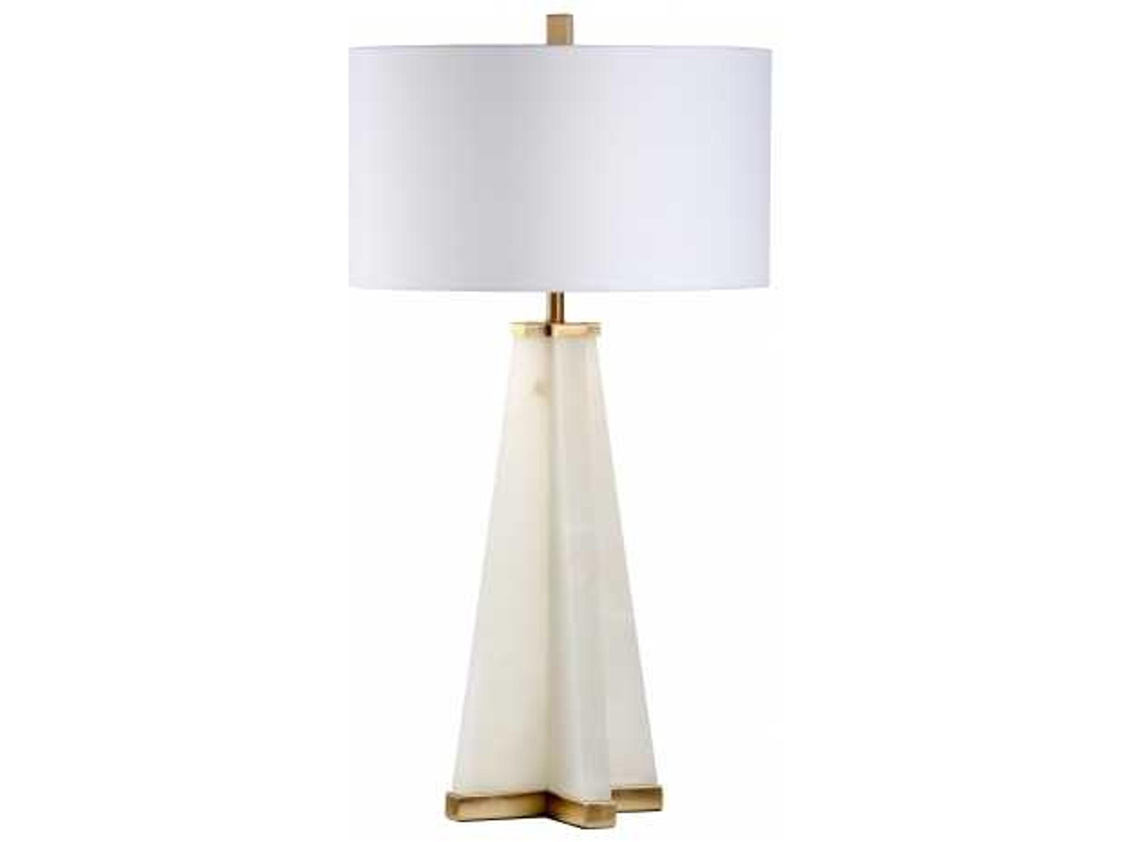 Alabaster Pyramid Cream Off White Buffet Lamp
